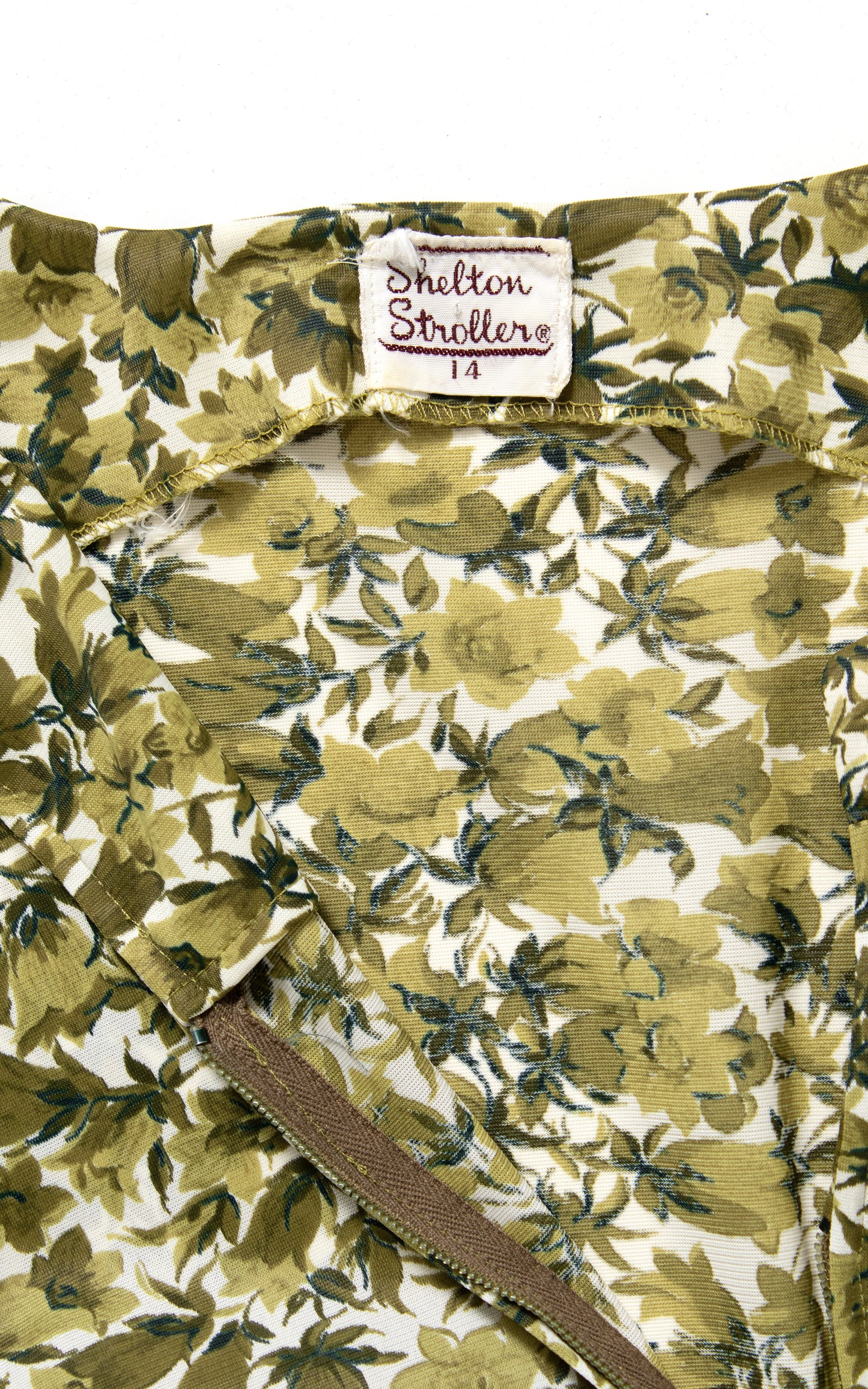 1960s Floral Jersey Zip-Front Dress | medium