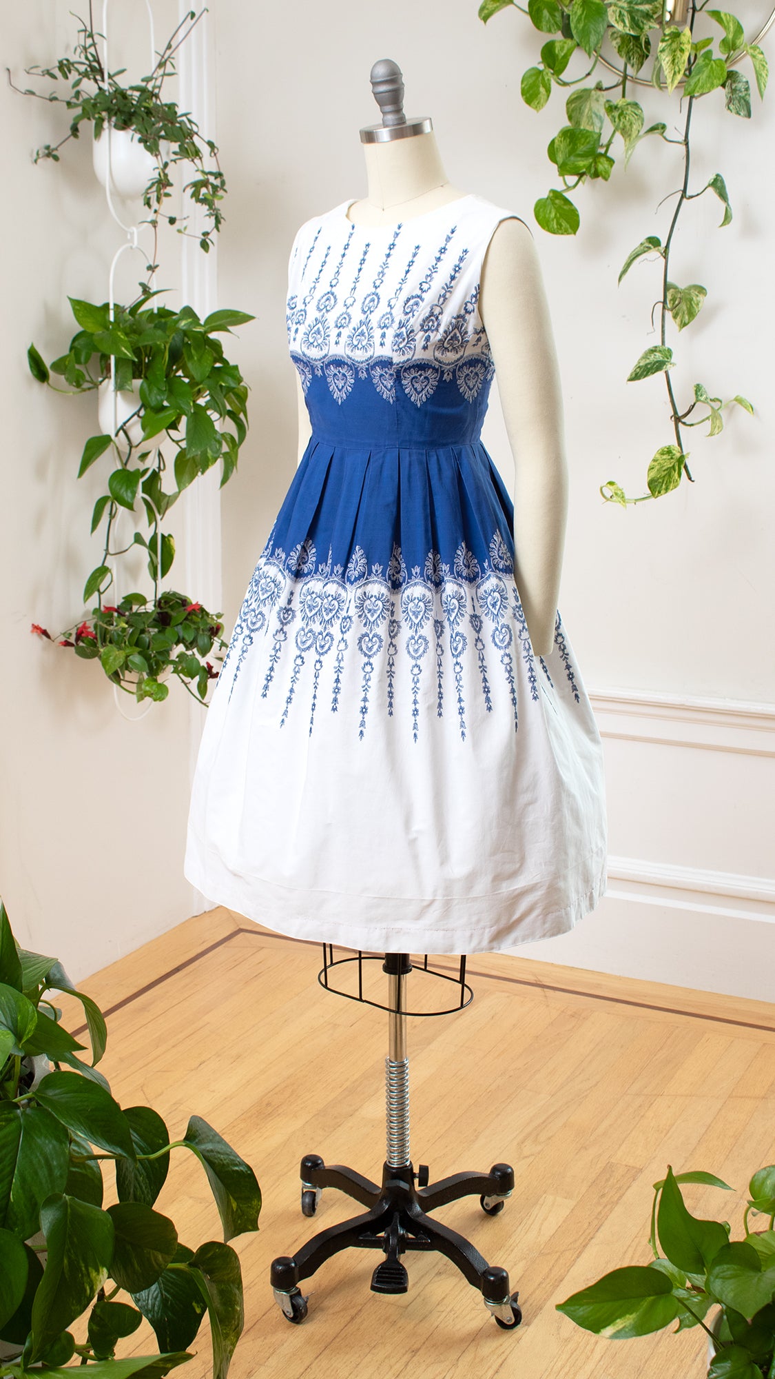 1950s Embroidered Colorblock Sundress | small