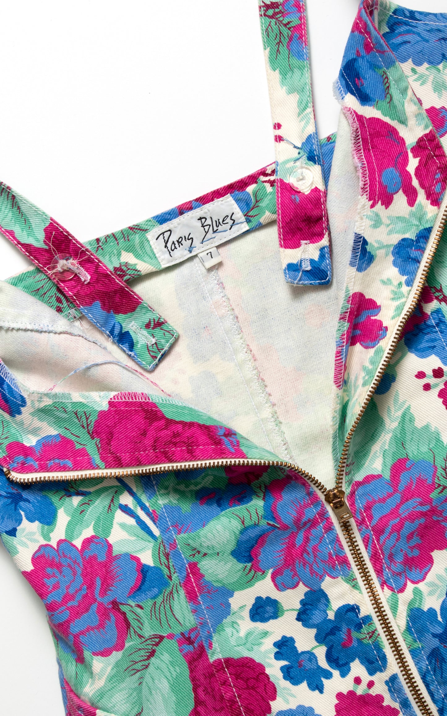 1990s Paris Blues Floral Denim Dress | small