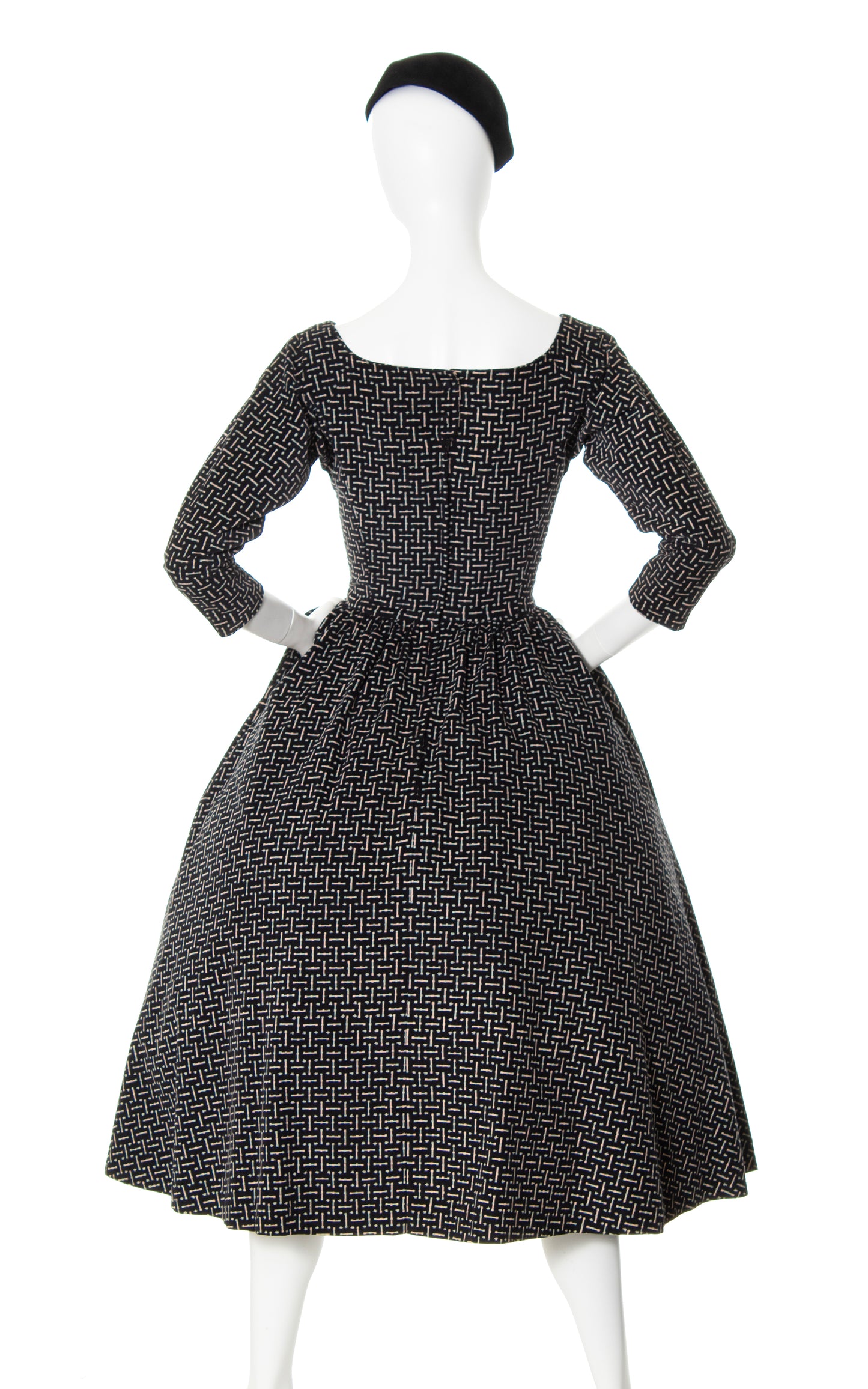 1980s does 1950s Printed Corduroy Dress | small