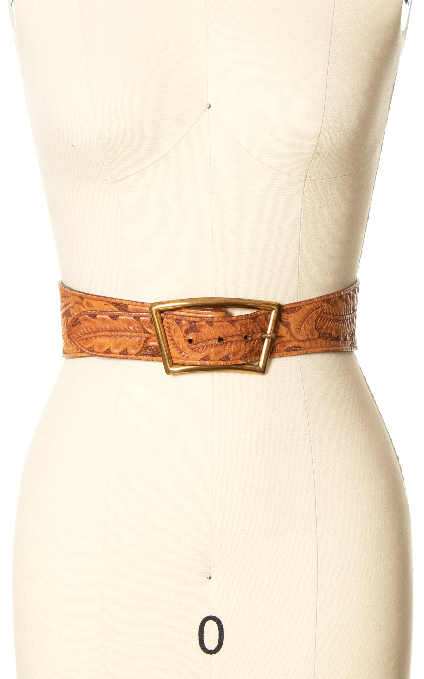 Vintage Tooled Leather Cinch Belt | small/medium