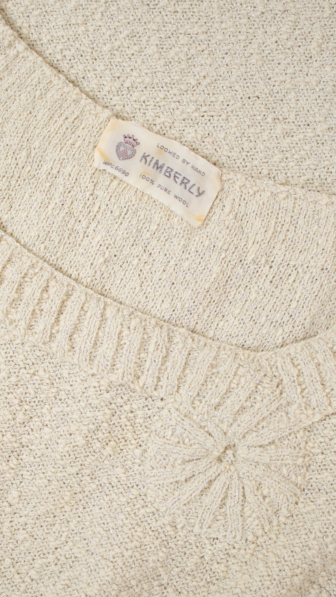 1950s 1960s Metallic Silver & Cream Knit Wool Sweater Dress | small/medium/large