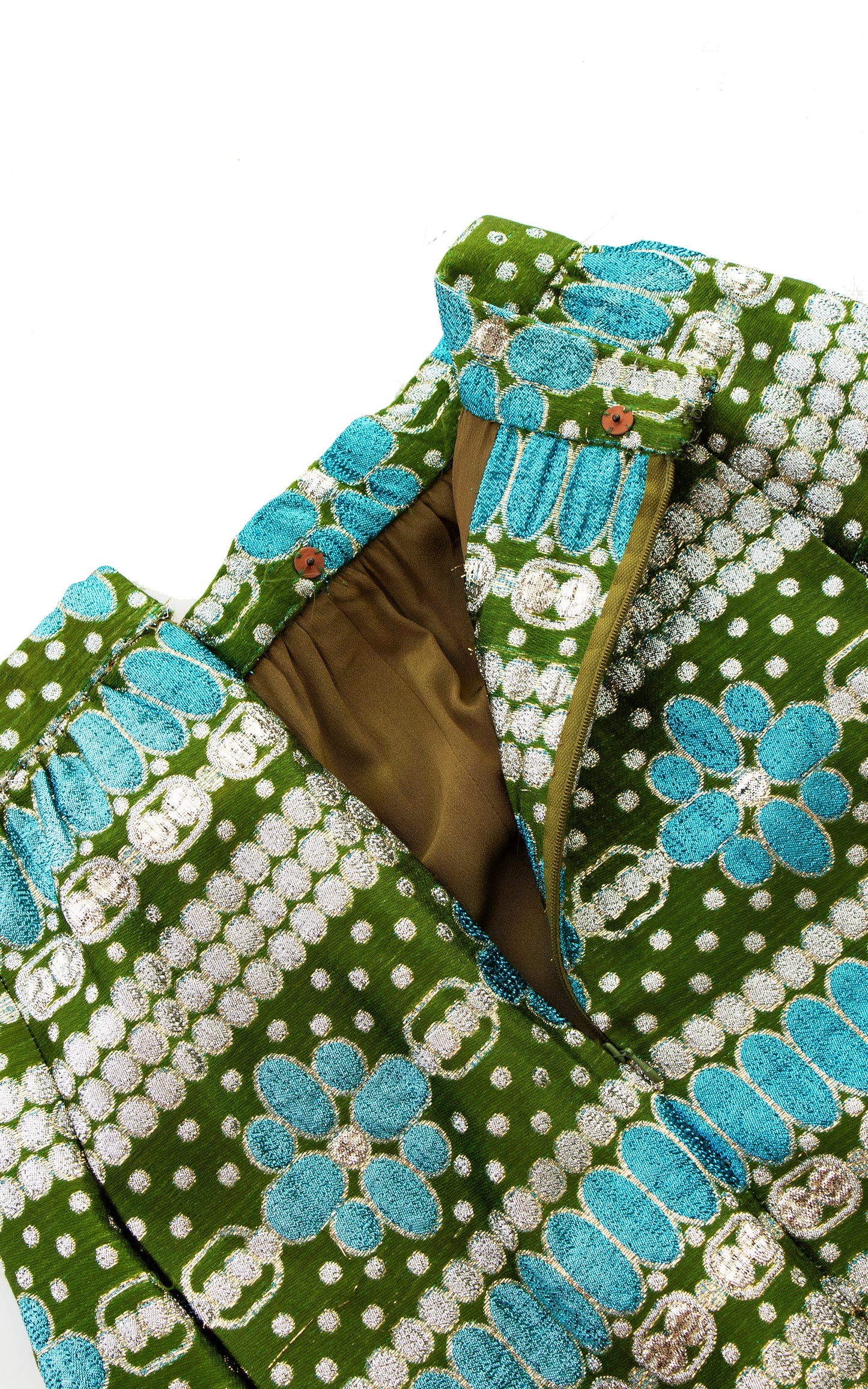 1960s Metallic Floral Striped Maxi Skirt | small