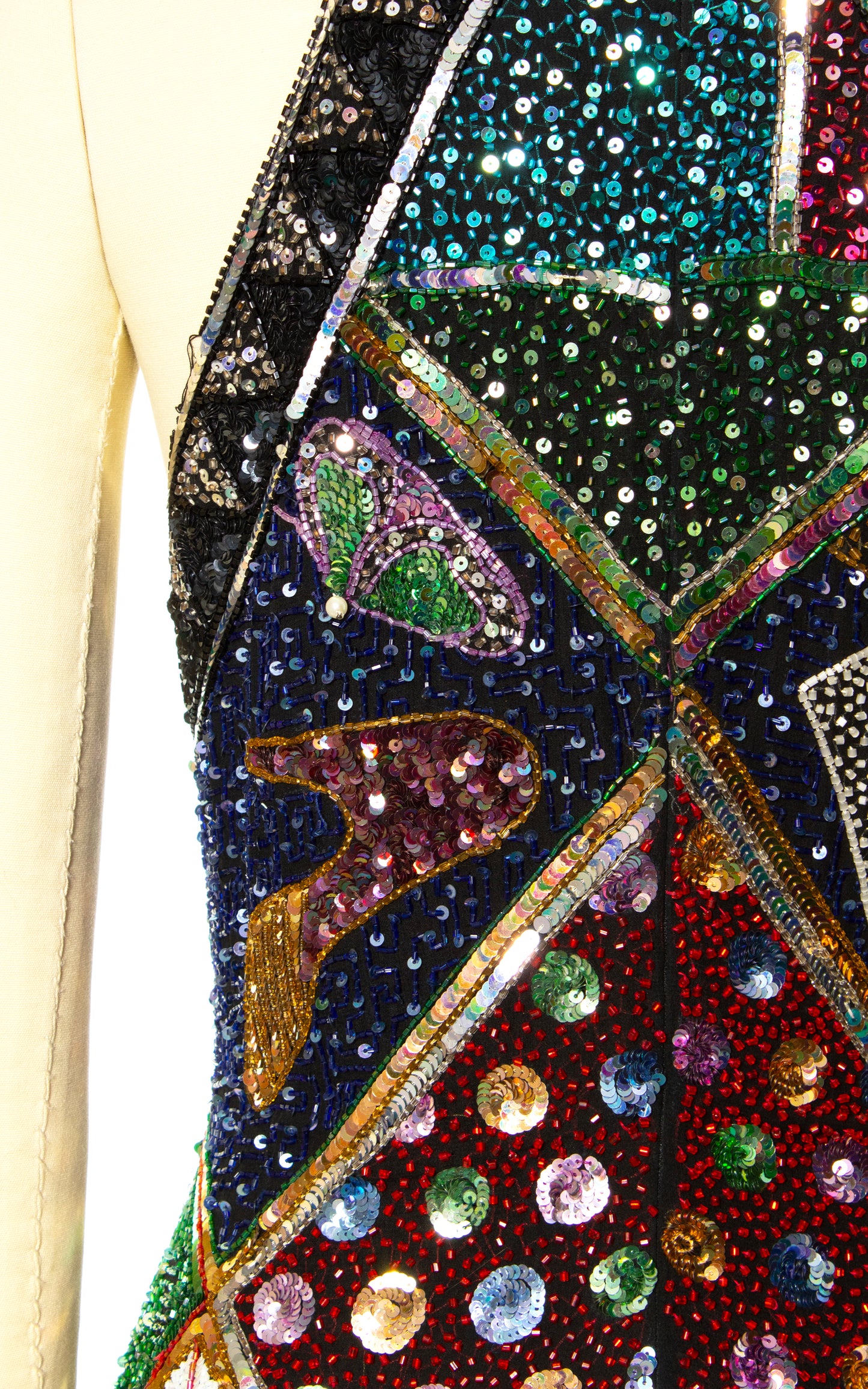 1980s Novelty Beaded Sequin Party Dress | small
