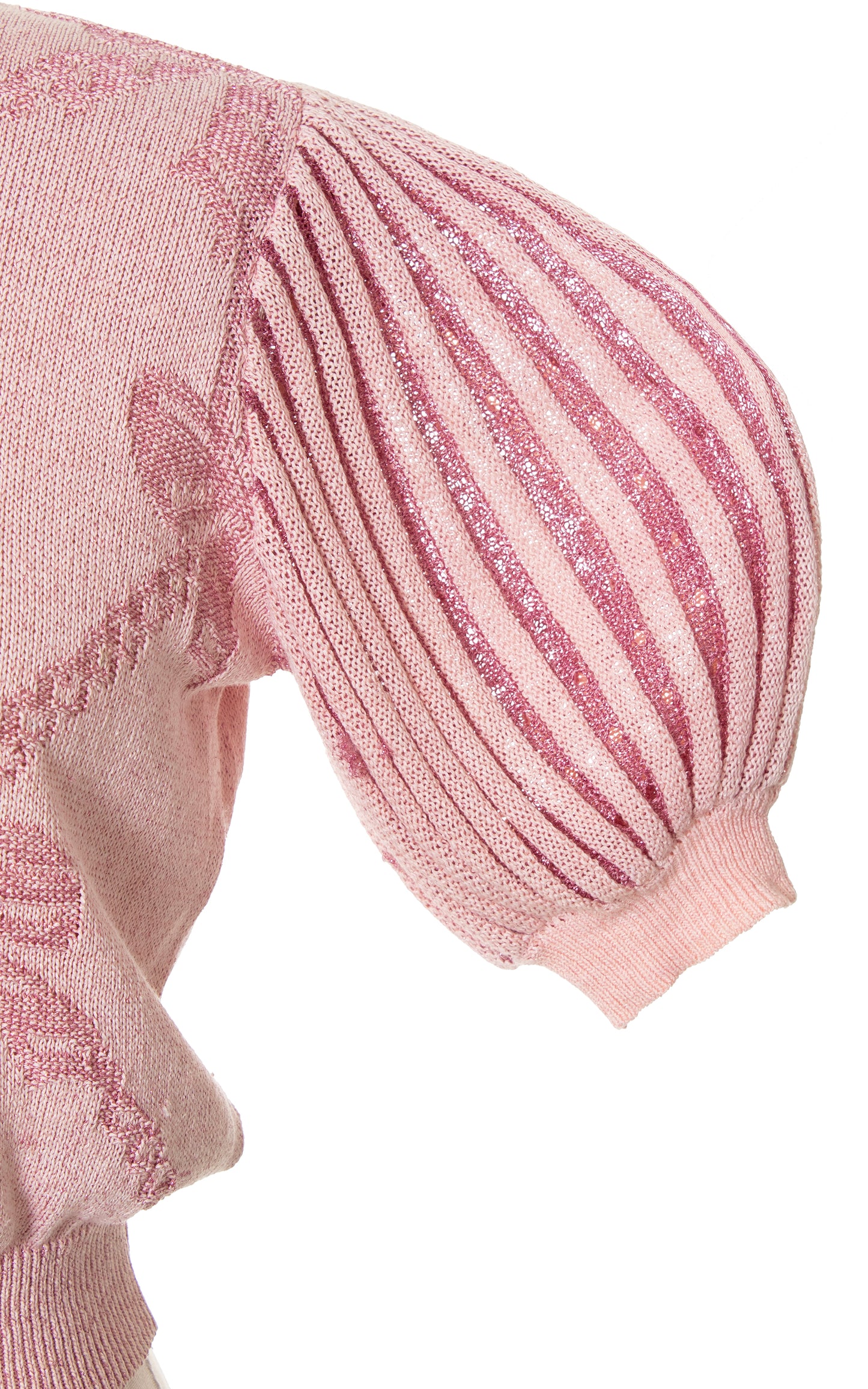 1980s Metallic Pink Balloon Sleeve Sweater Top | medium/large