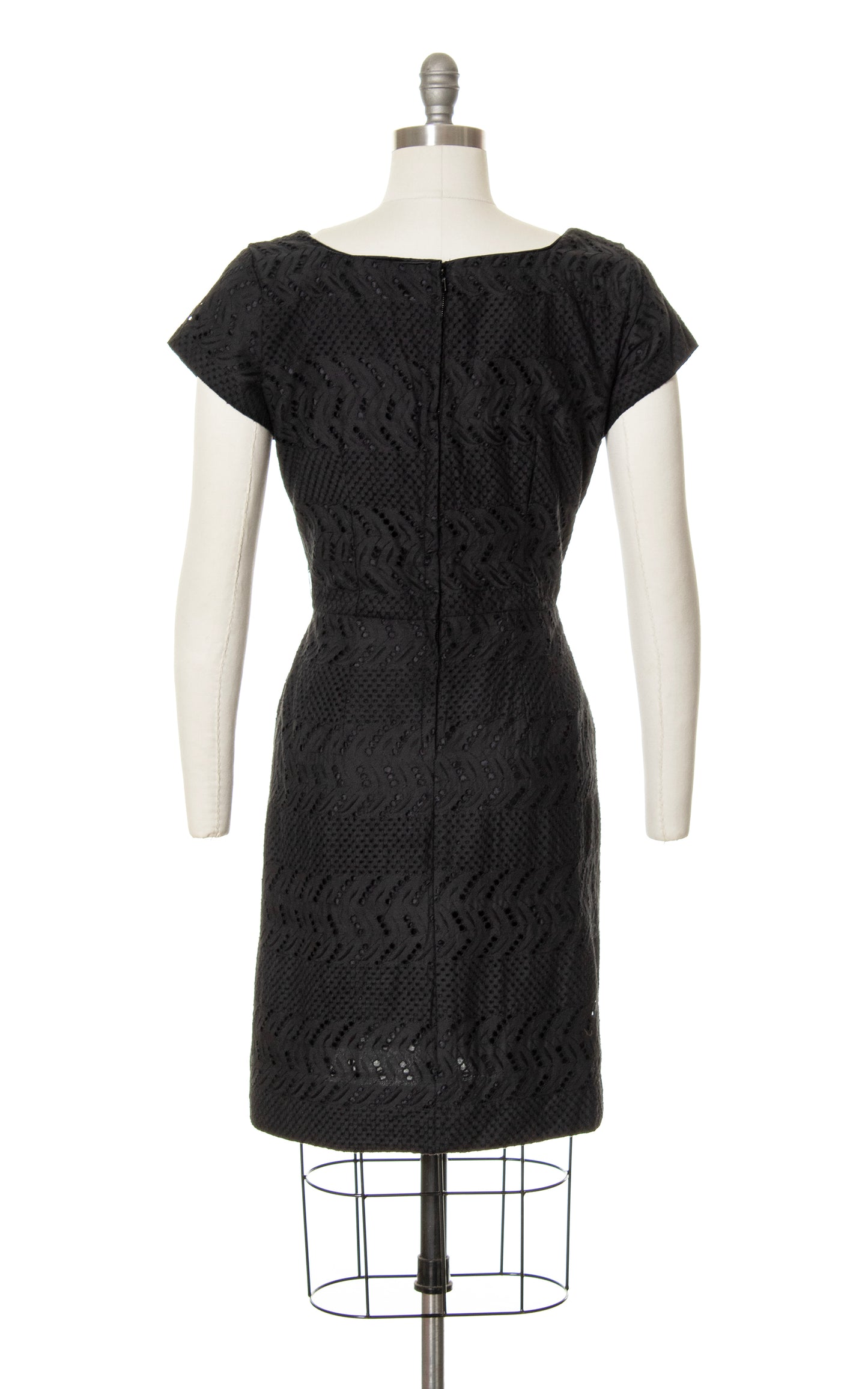 1960s Eyelet Cotton Lace Wiggle Dress | medium