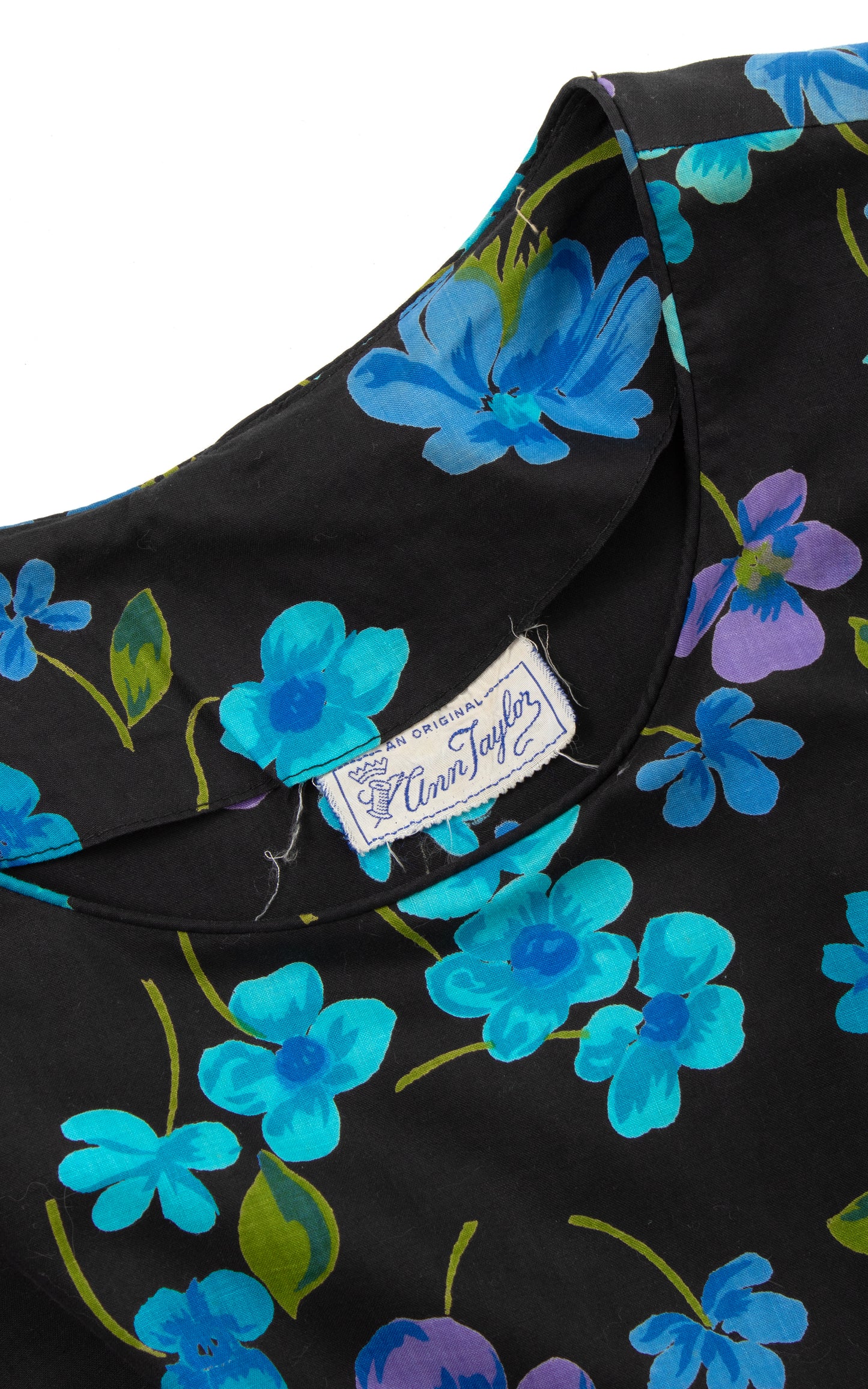 1950s Black Floral Cotton Dress | small