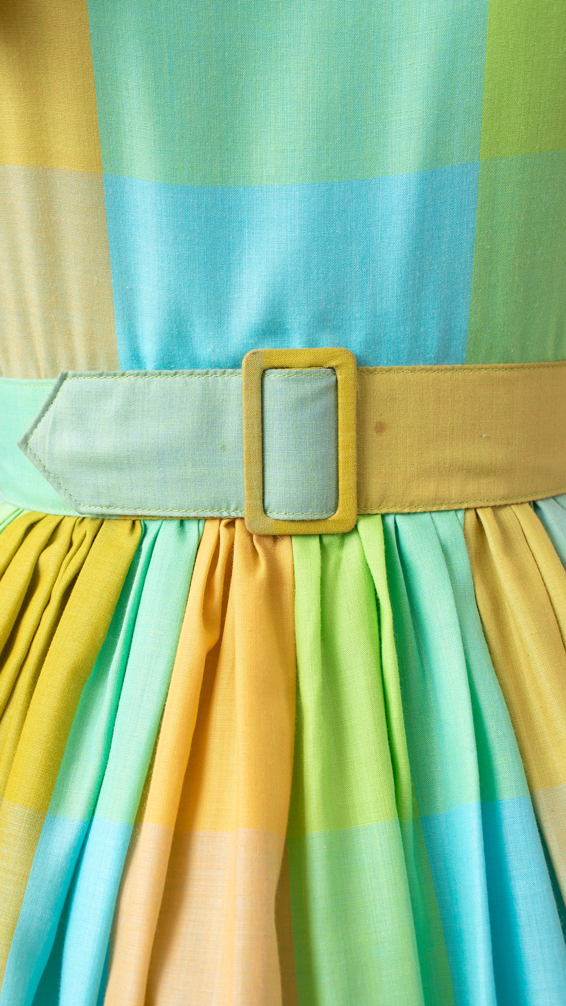 1950s 1960s Green Checkered Portrait Collar Day Dress | small