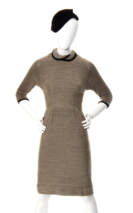 1950s Woven Wool Wiggle Dress | x-small