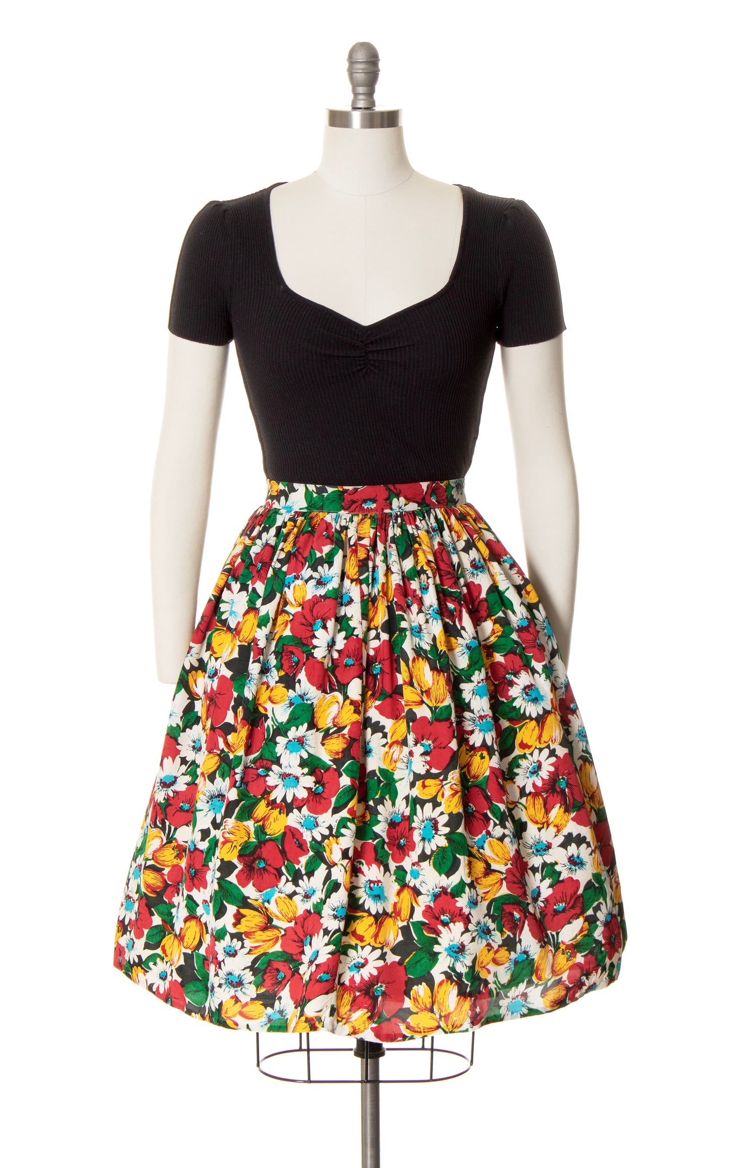 1940s Floral Rayon Skirt | small