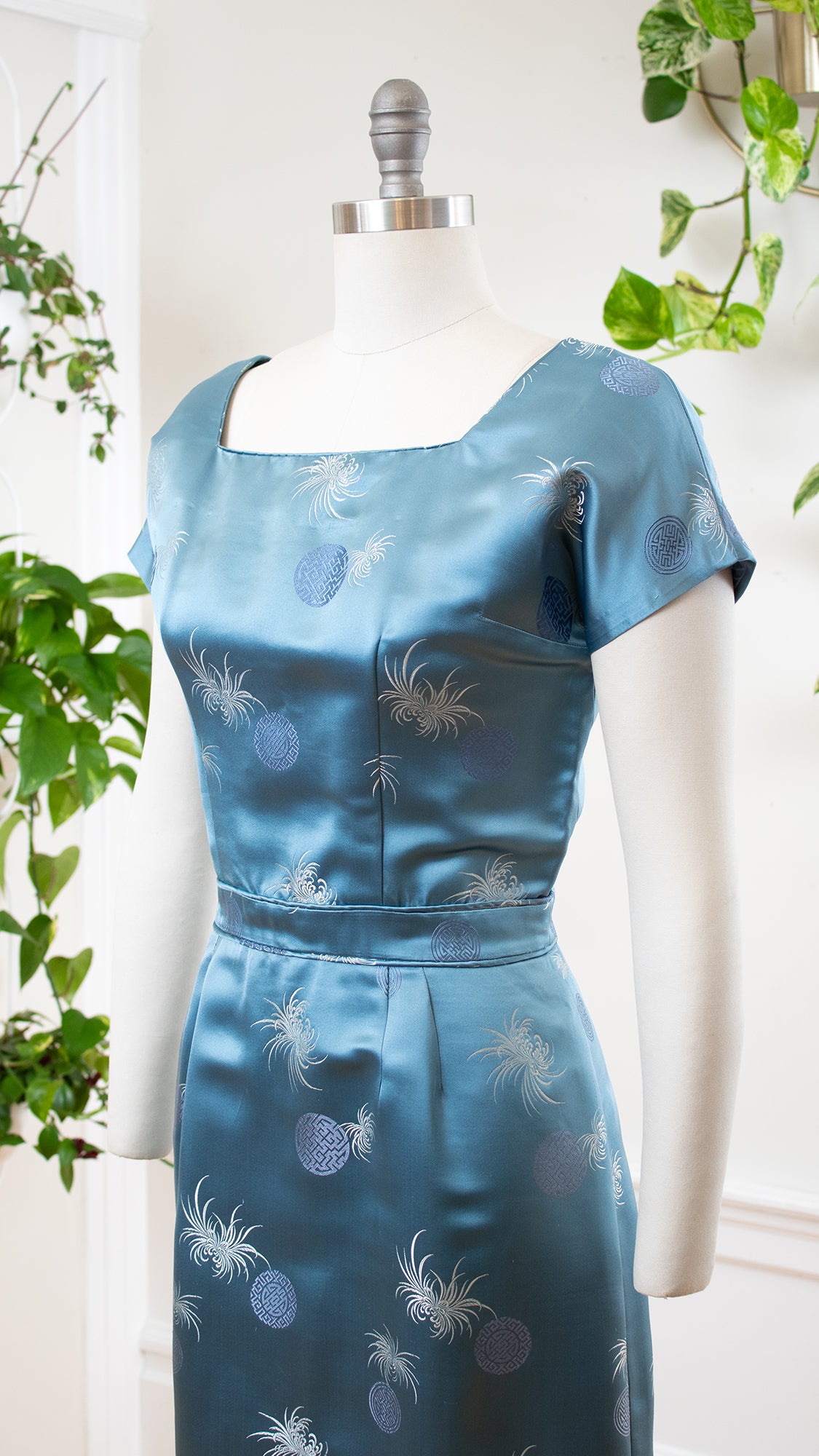 1960s Asian Silk Jacquard Cocktail Dress | medium