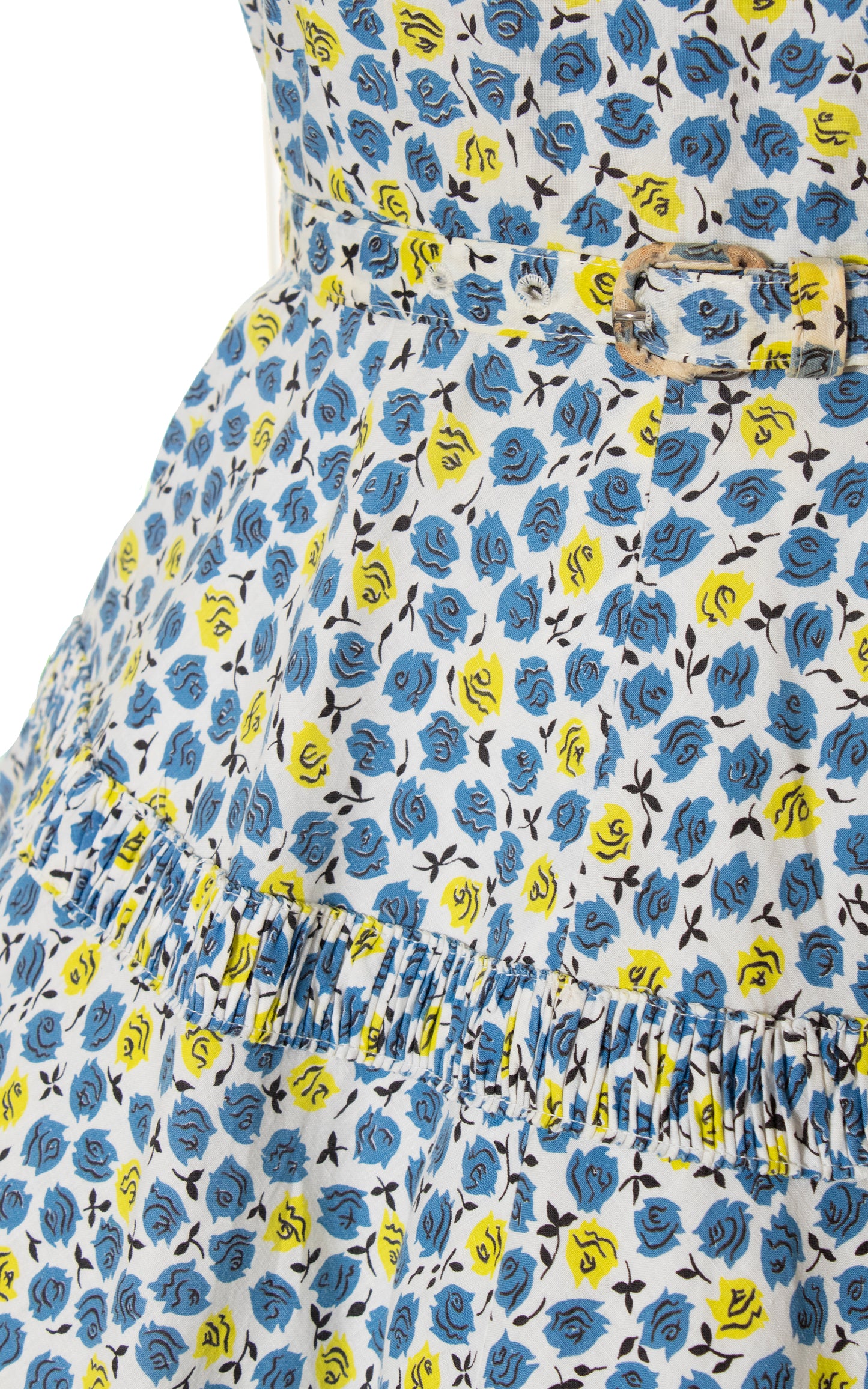 1950s Tiny Rose Print Cotton Dress | small