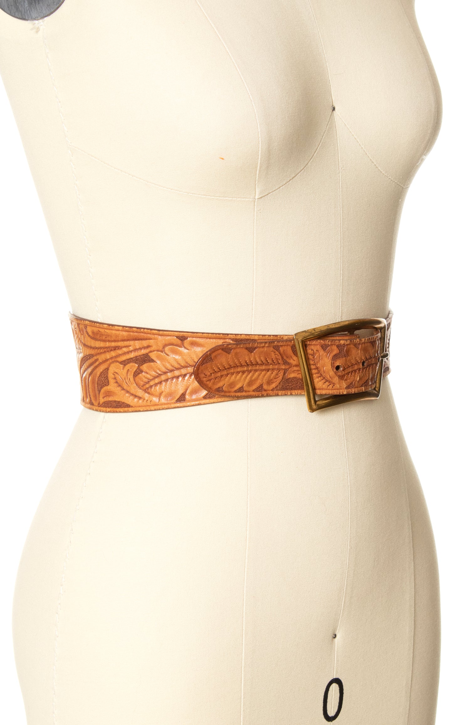 Vintage Tooled Leather Cinch Belt | small/medium