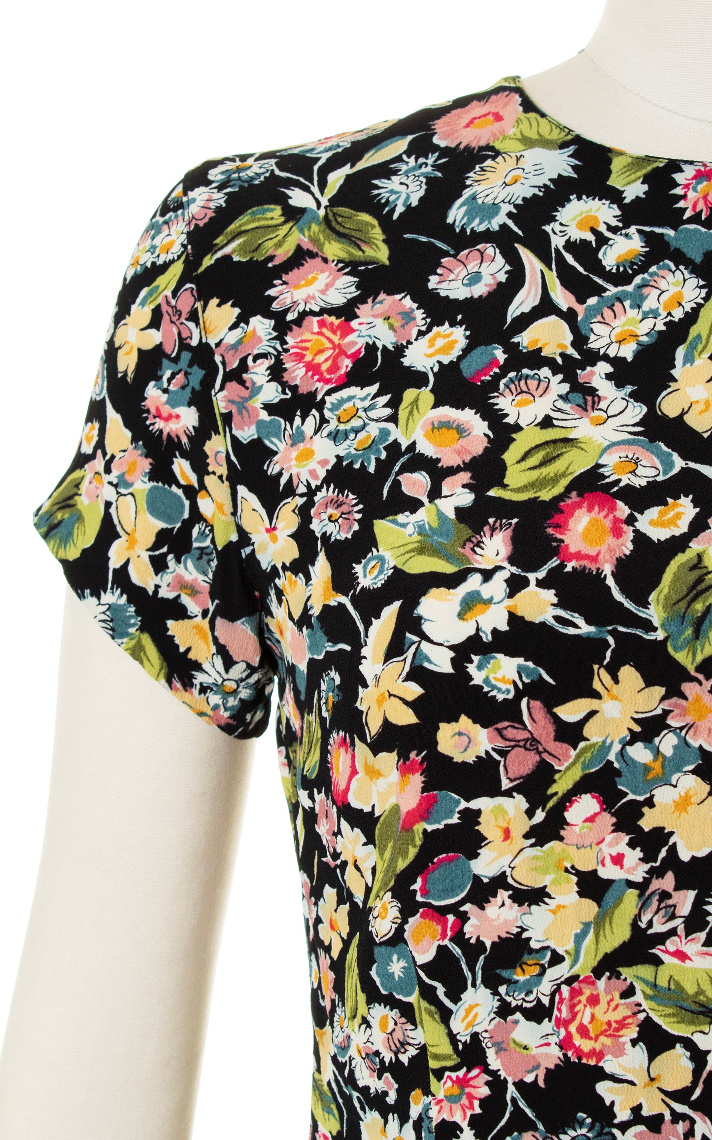 1980s does 1940s Floral Rayon Crepe Blouse | small