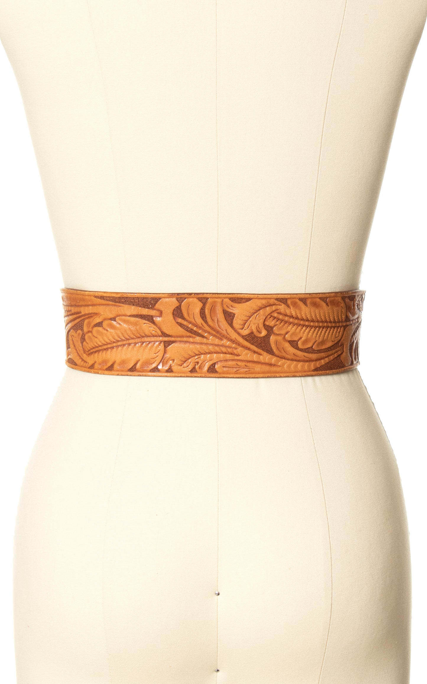 Vintage Tooled Leather Cinch Belt | small/medium