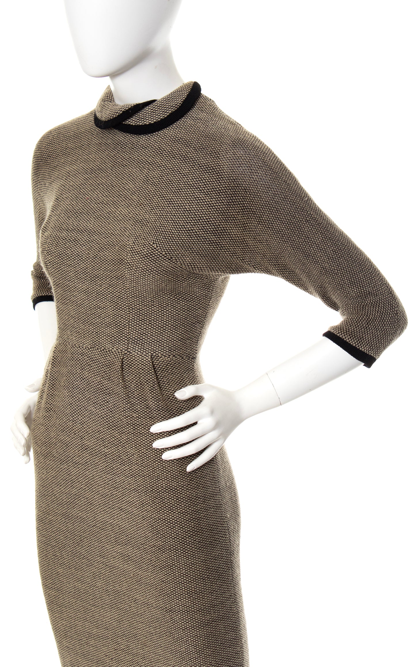 1950s Woven Wool Wiggle Dress | x-small