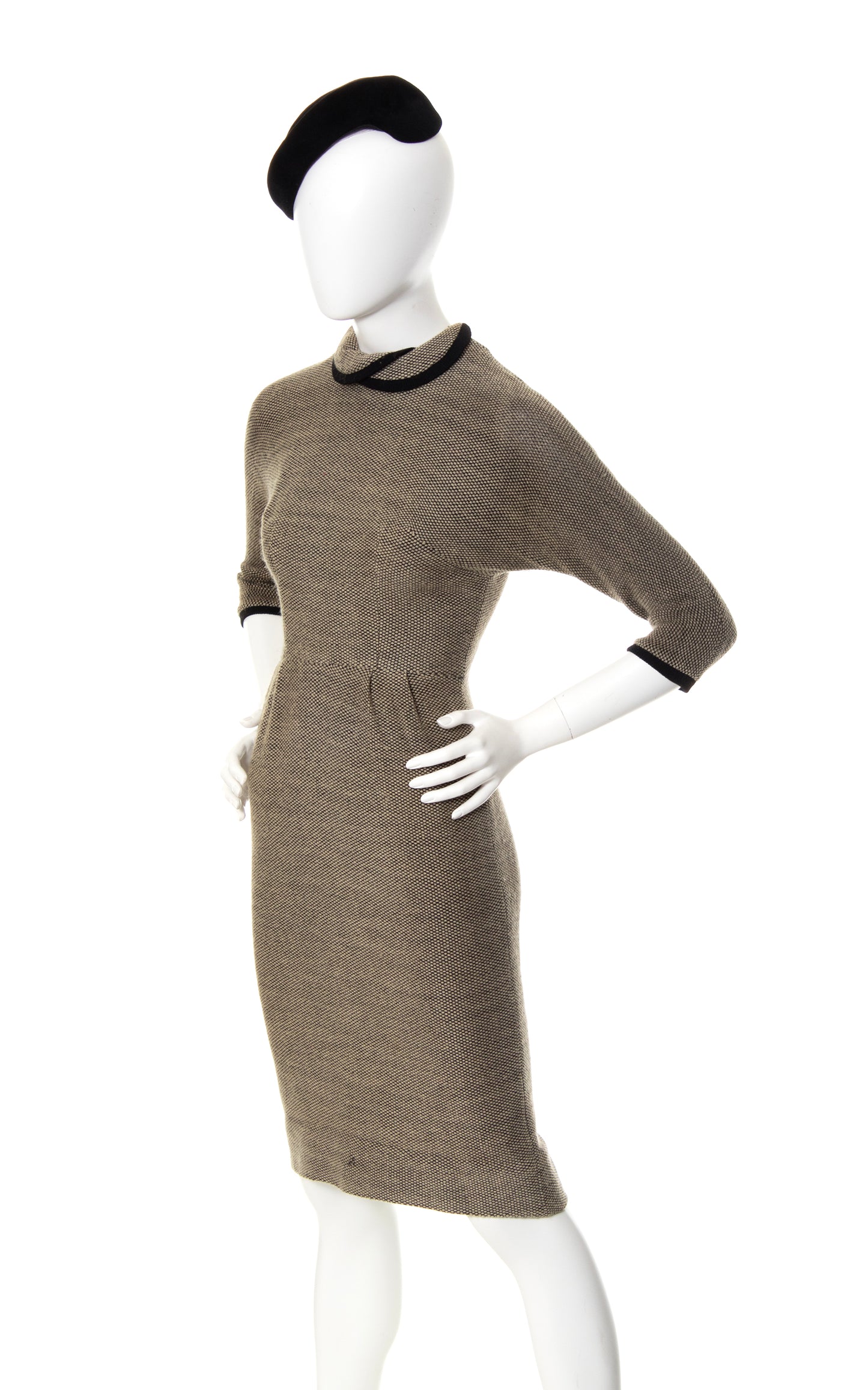 1950s Woven Wool Wiggle Dress | x-small