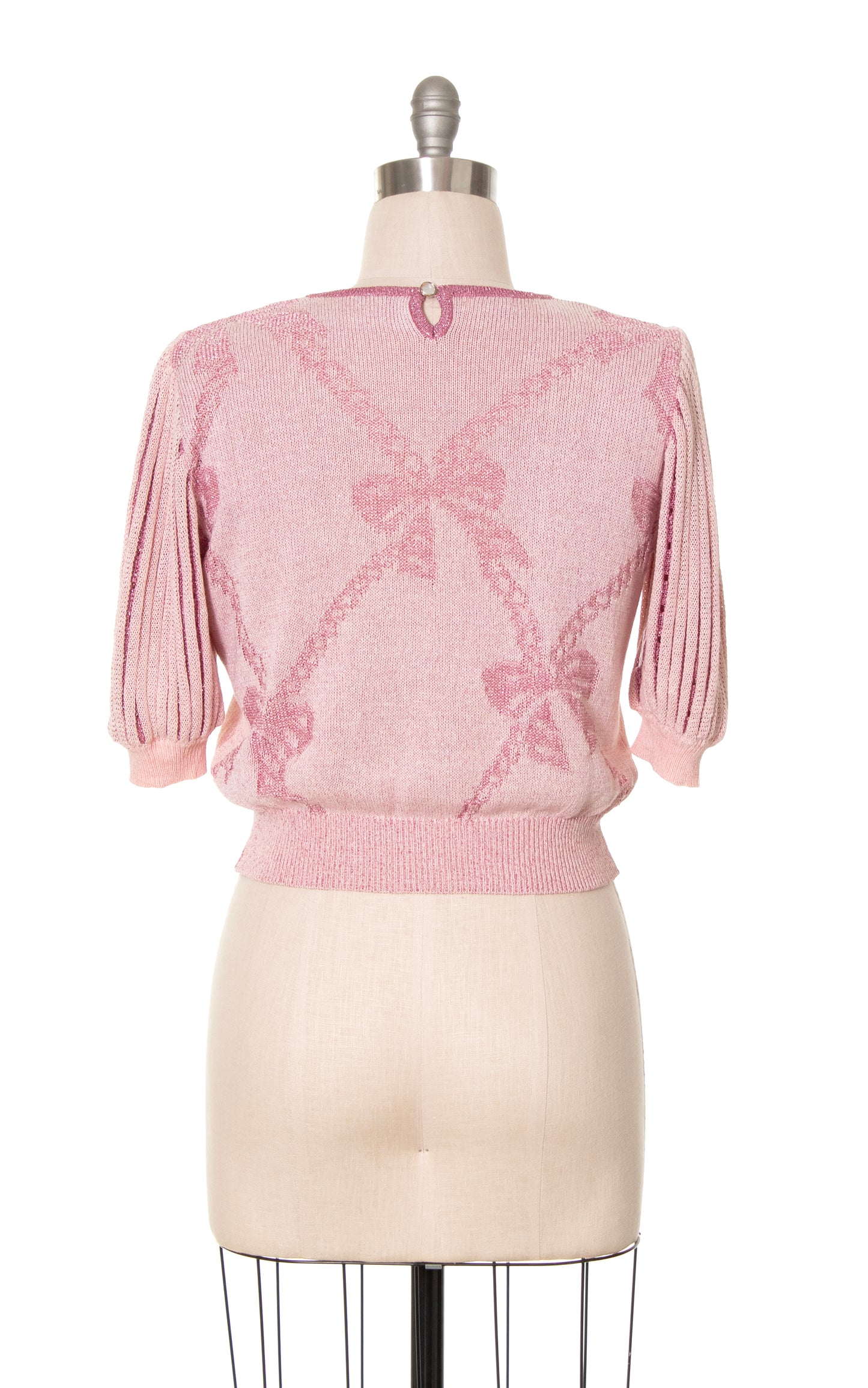 1980s Metallic Pink Balloon Sleeve Sweater Top | medium/large