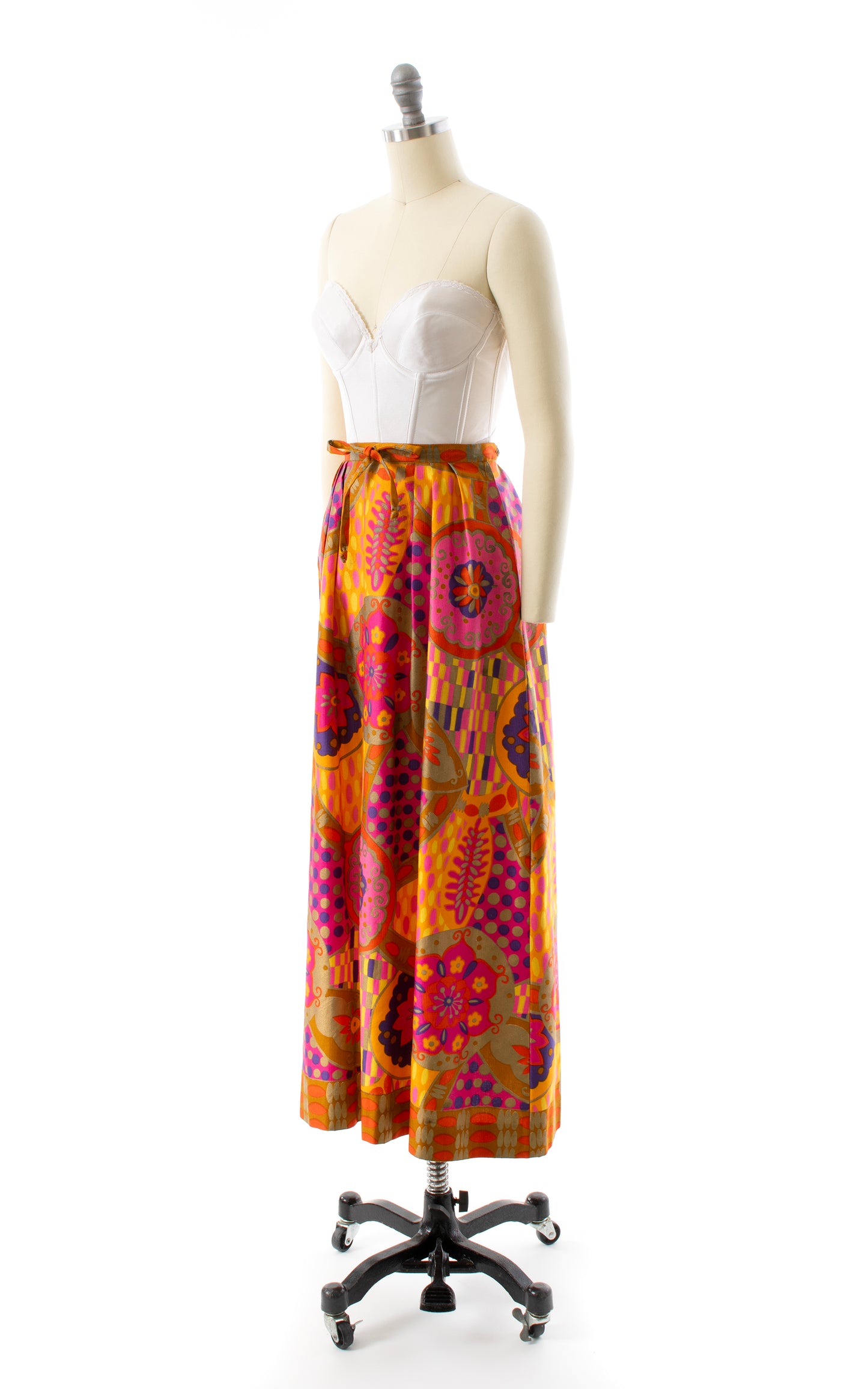 1960s Metallic Psychedelic Maxi Skirt | small