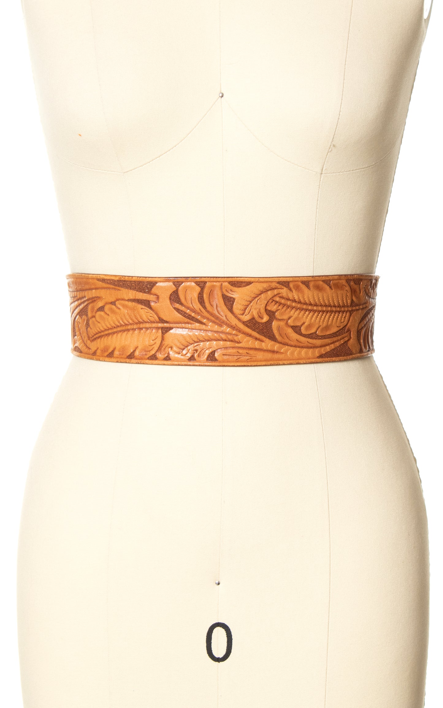 Vintage Tooled Leather Cinch Belt | small/medium