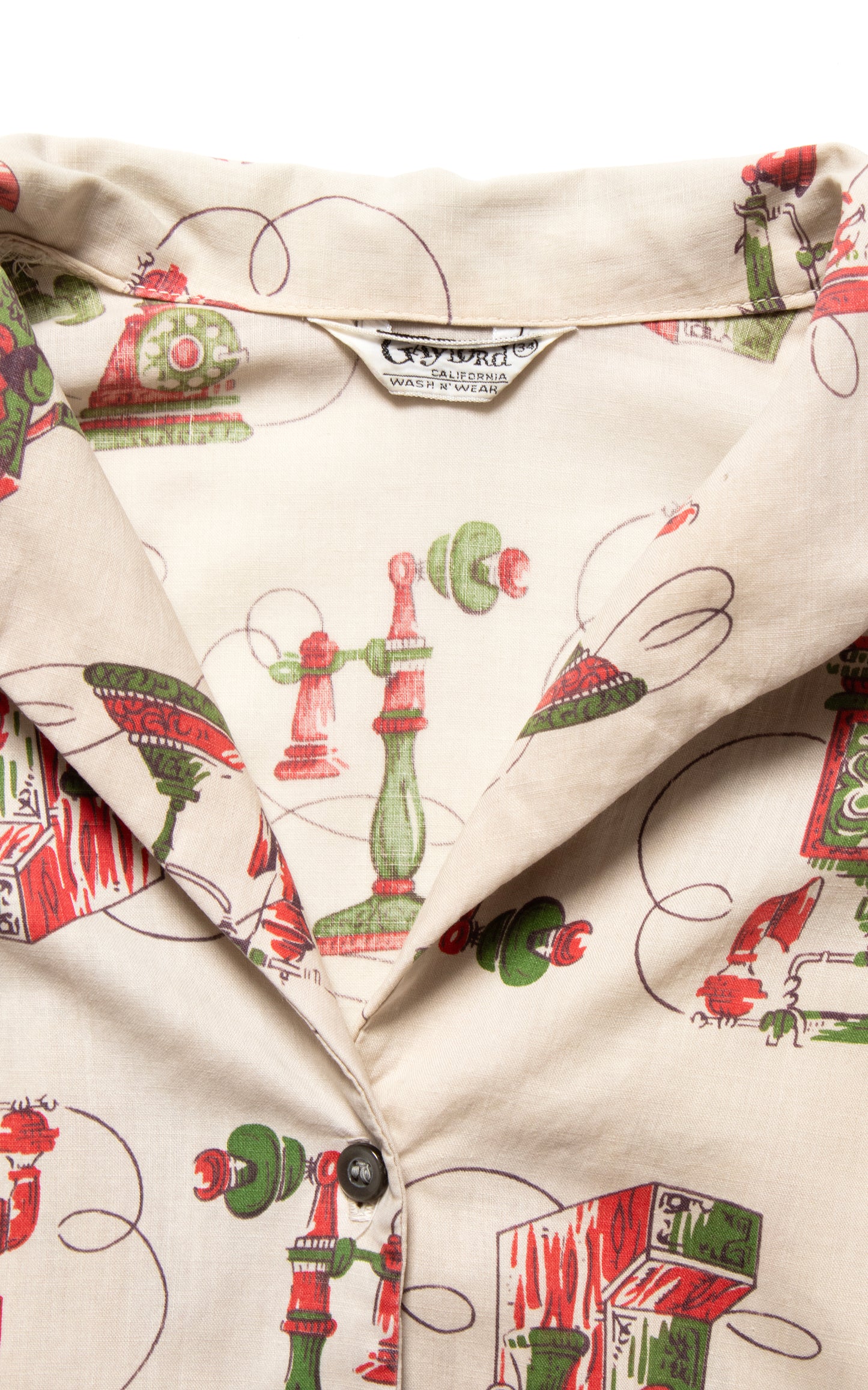 1950s Antique Telephones Novelty Print Blouse | medium
