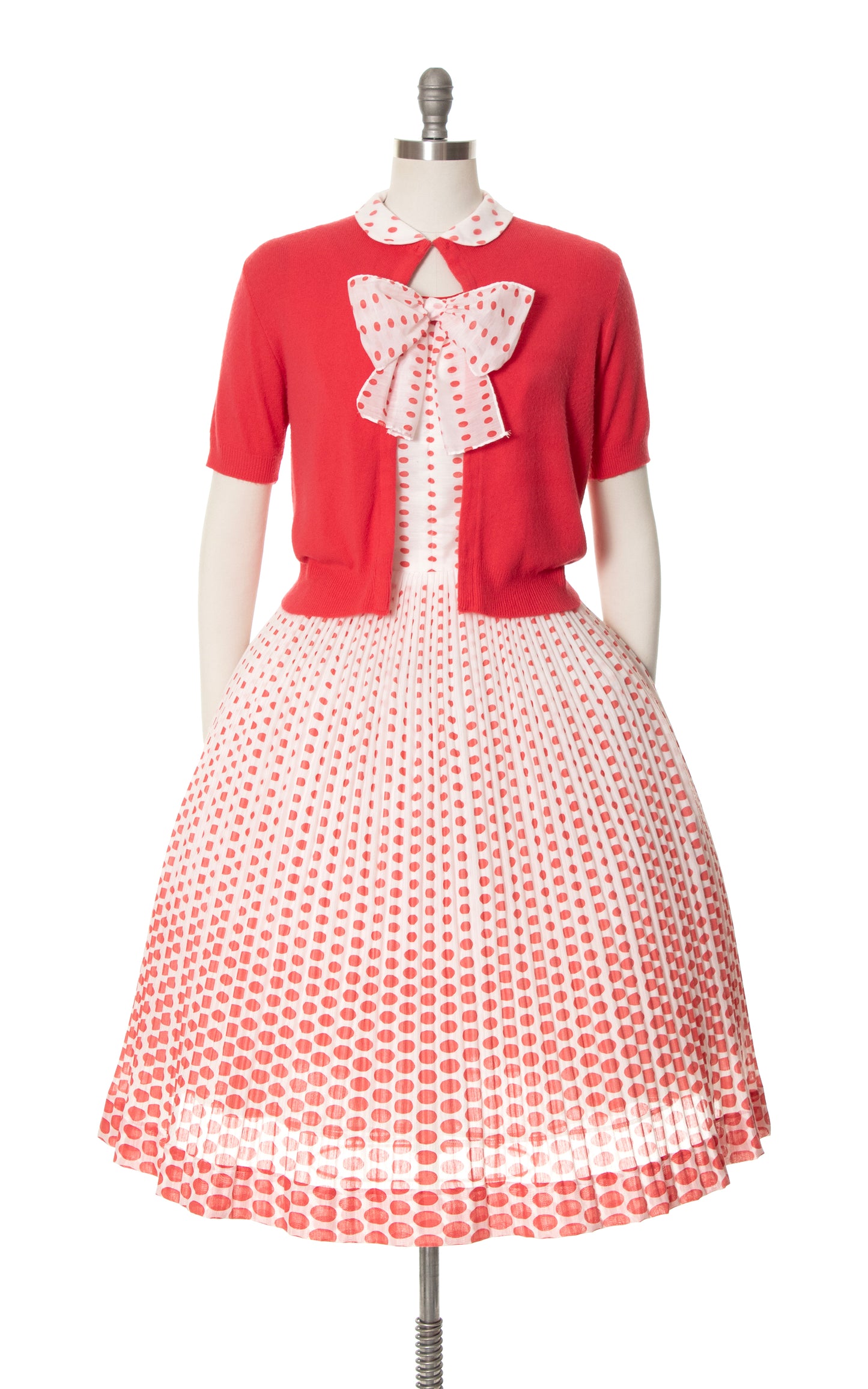 1950s L'AIGLON Polka Dot Sundress & Cardigan Set | medium