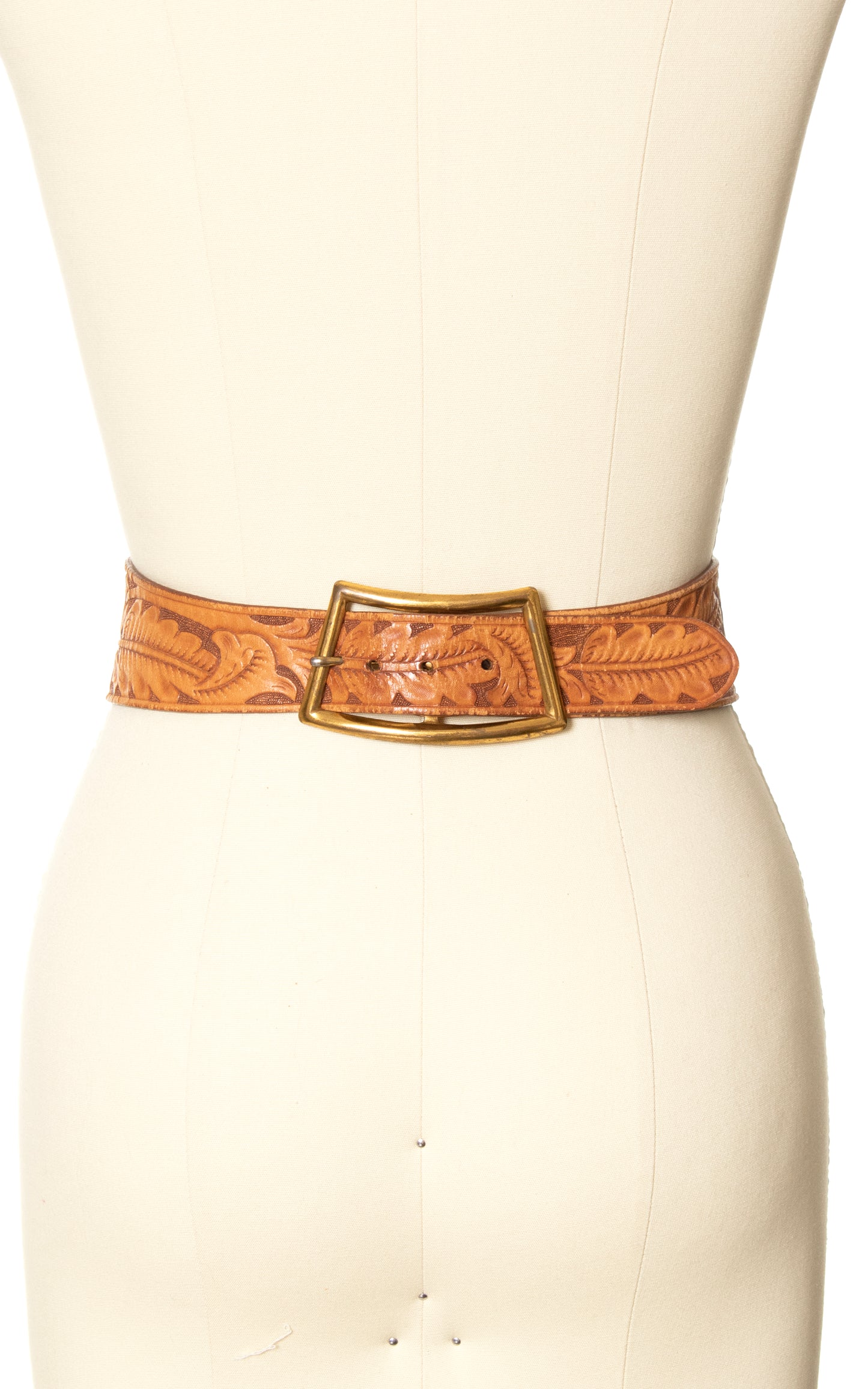 Vintage Tooled Leather Cinch Belt | small/medium
