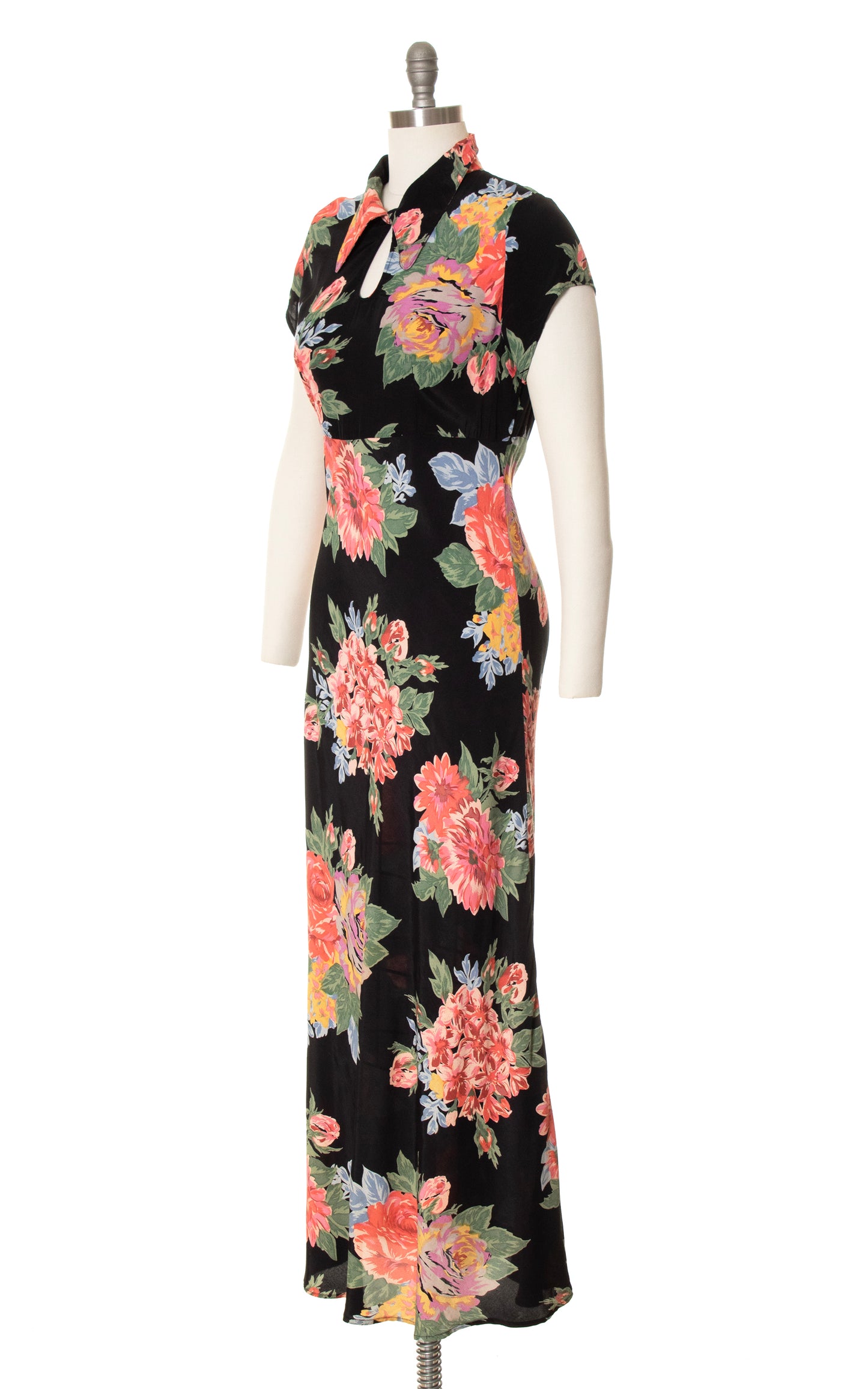 1990s does 1930s Floral Bias Cut Rayon Dress | small