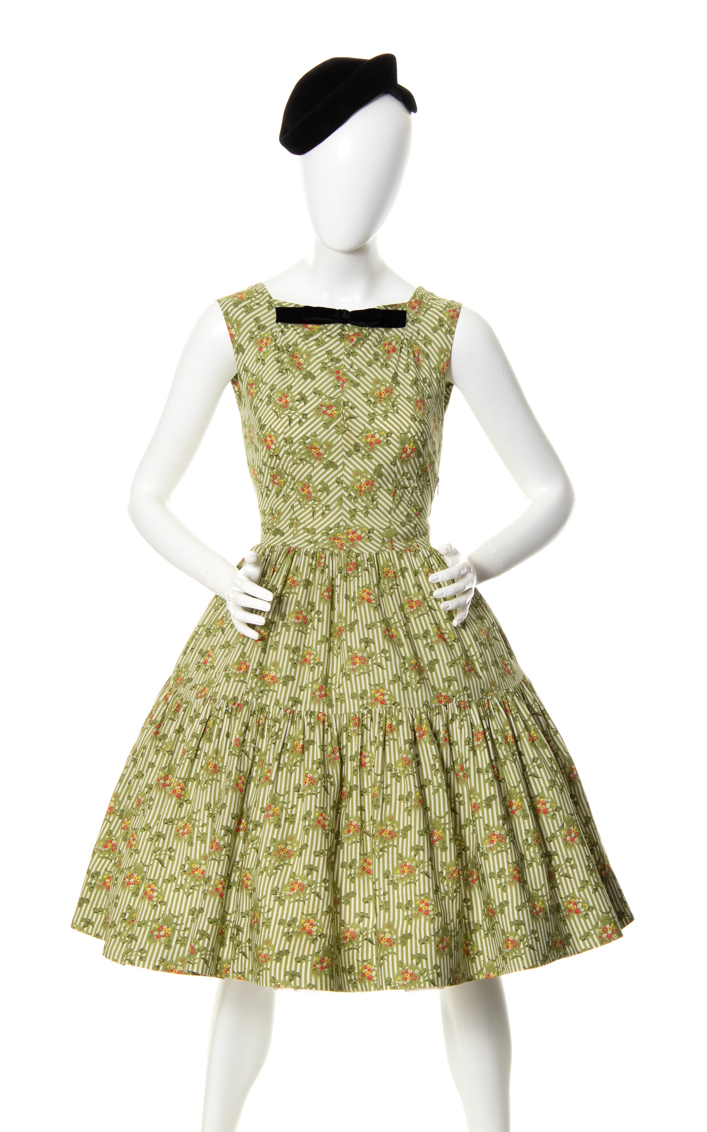 1950s Floral Striped Tiered Sundress | small