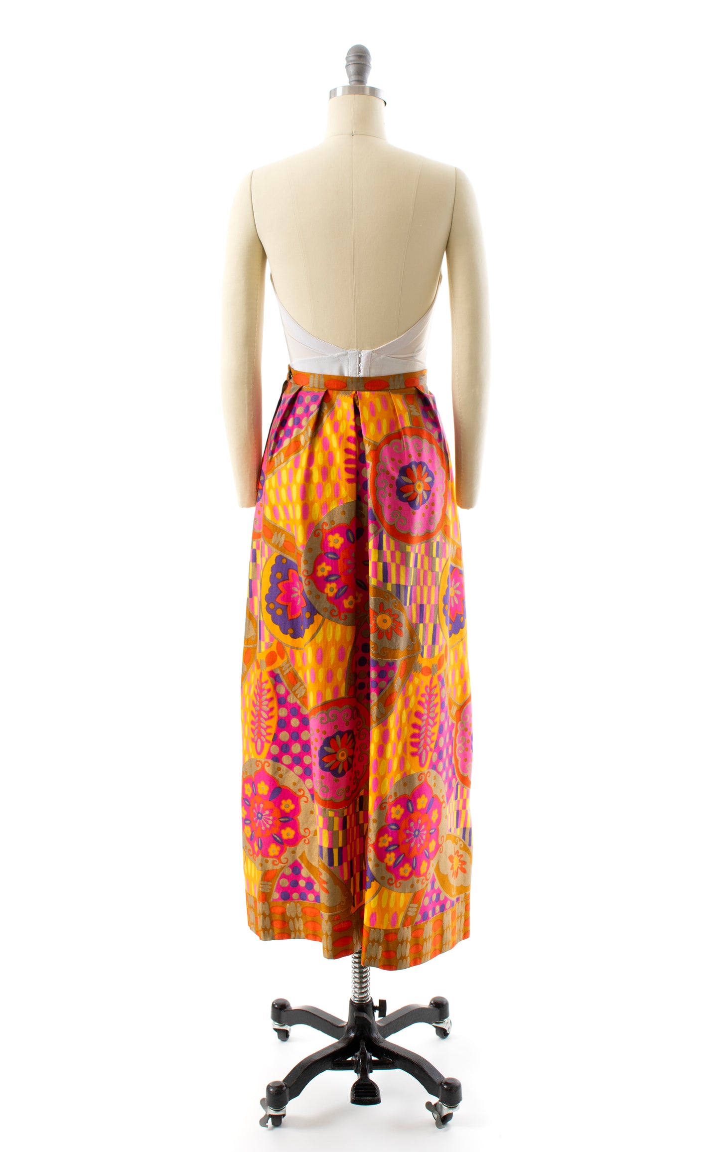 1960s Metallic Psychedelic Maxi Skirt | small