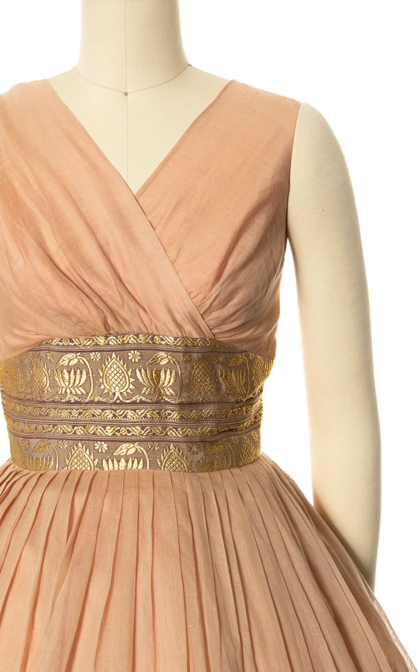 1950s Ribbon Cotton Voile Dress & Wrap Set | small