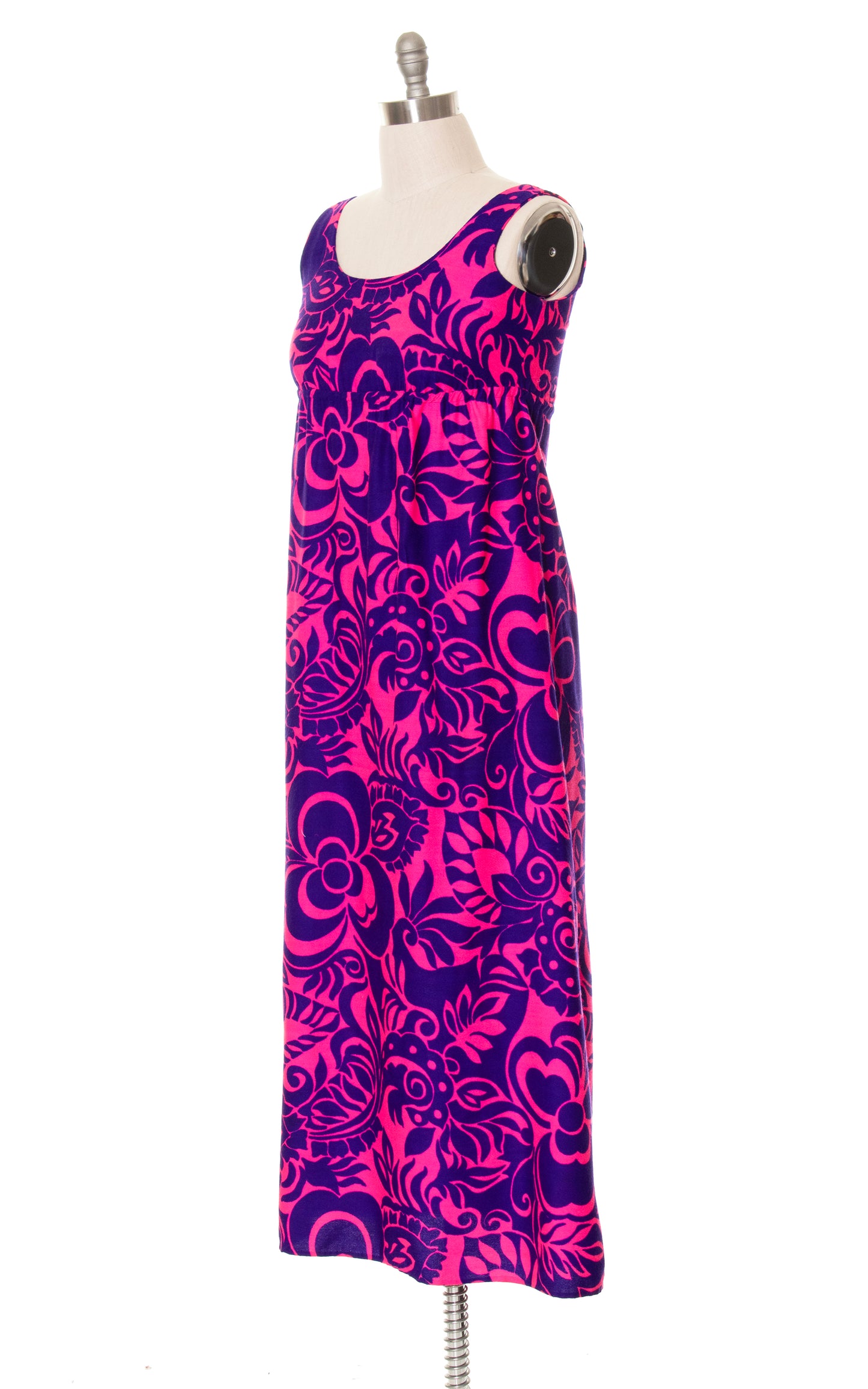 1960s Floral Barkcloth Maxi Dress | medium/large
