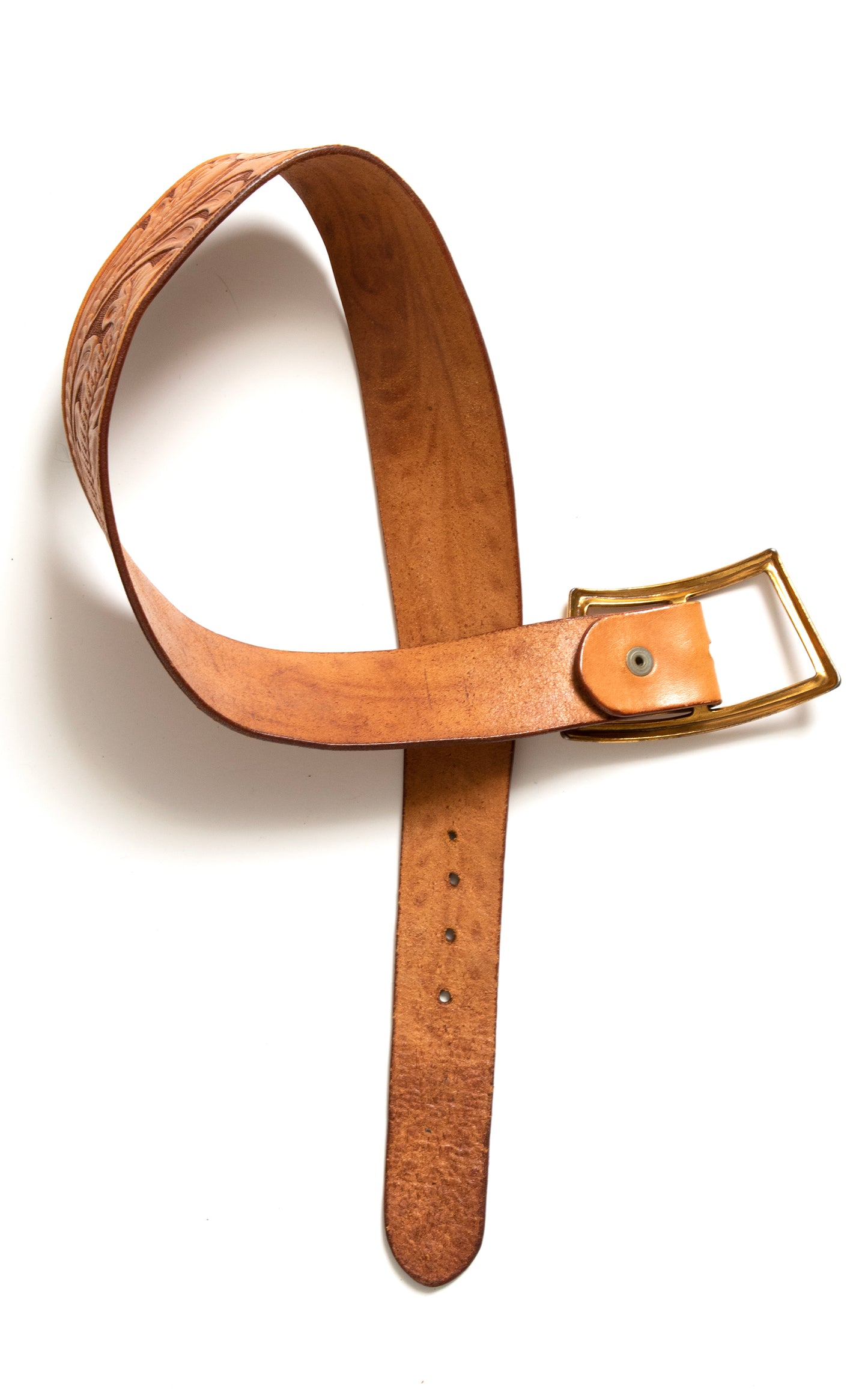 Vintage Tooled Leather Cinch Belt | small/medium