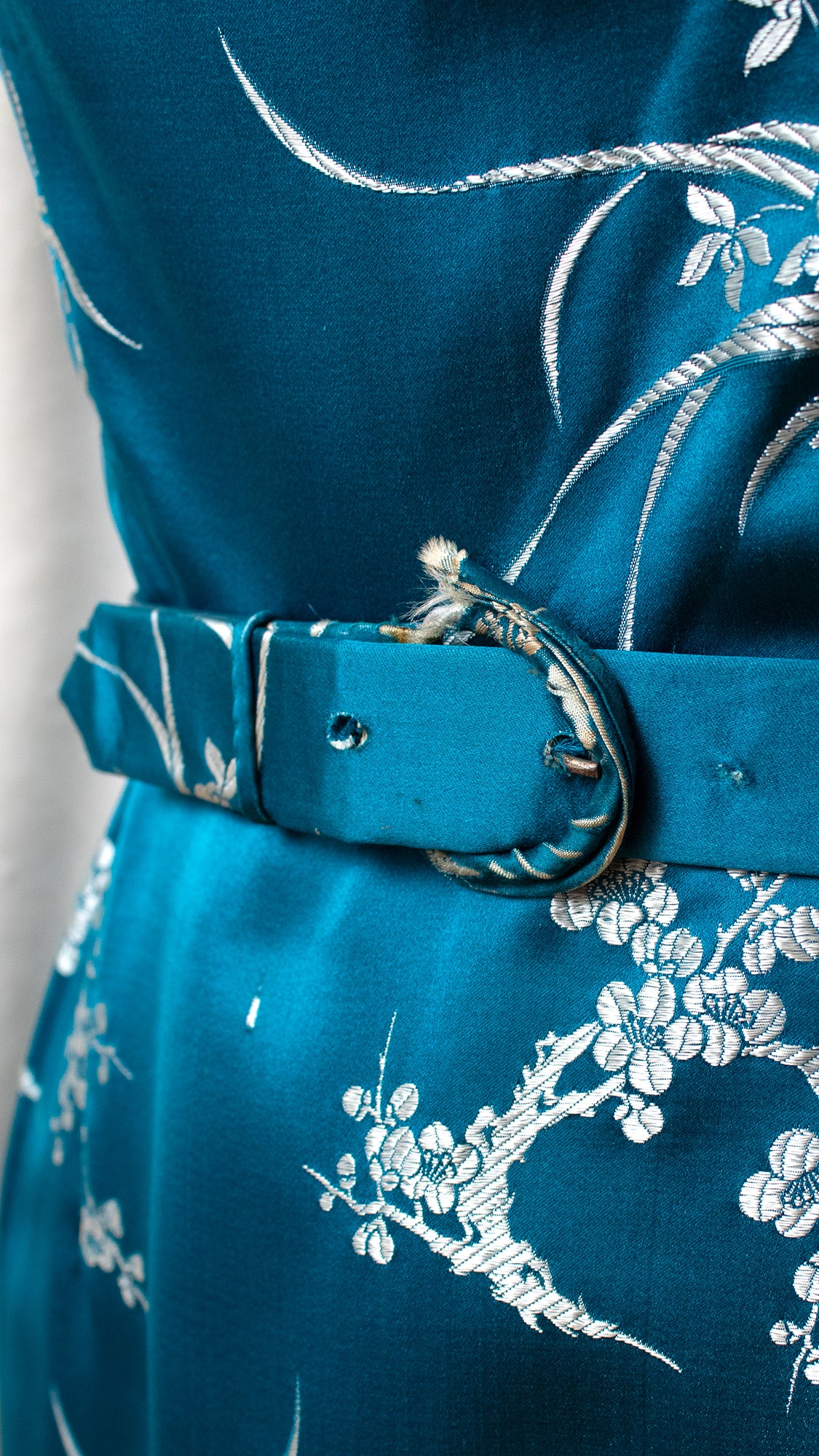 1960s Asian Cherry Blossom Silk Dress | medium