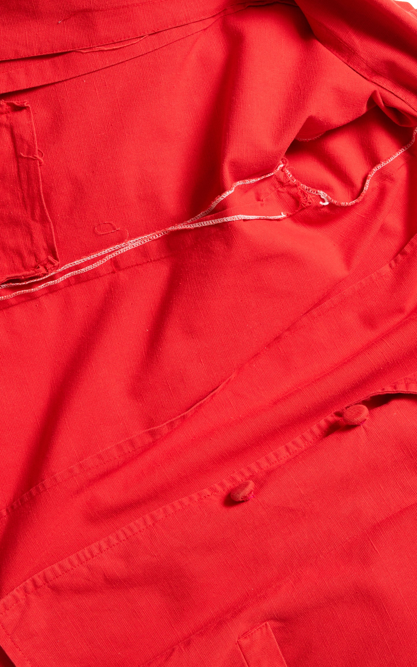 1970s does 1940s Red Cotton Blouse | x-large