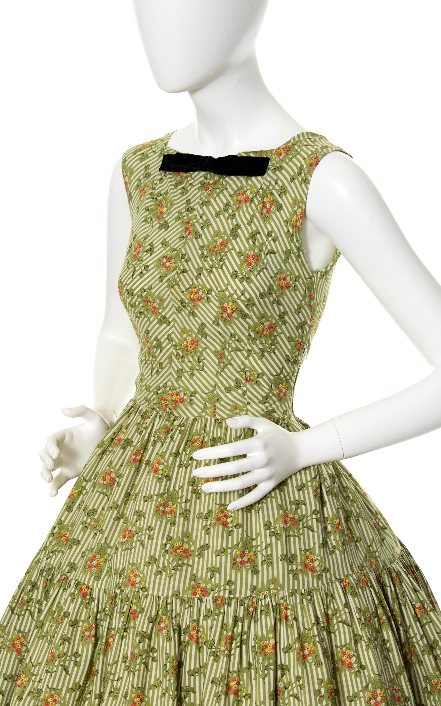 1950s Floral Striped Tiered Sundress | small