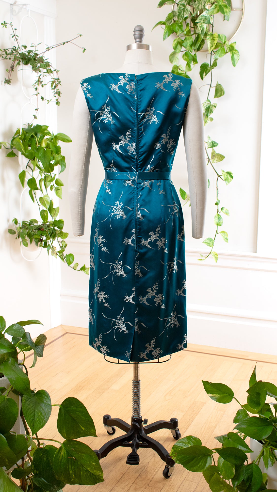 1960s Asian Cherry Blossom Silk Dress | medium
