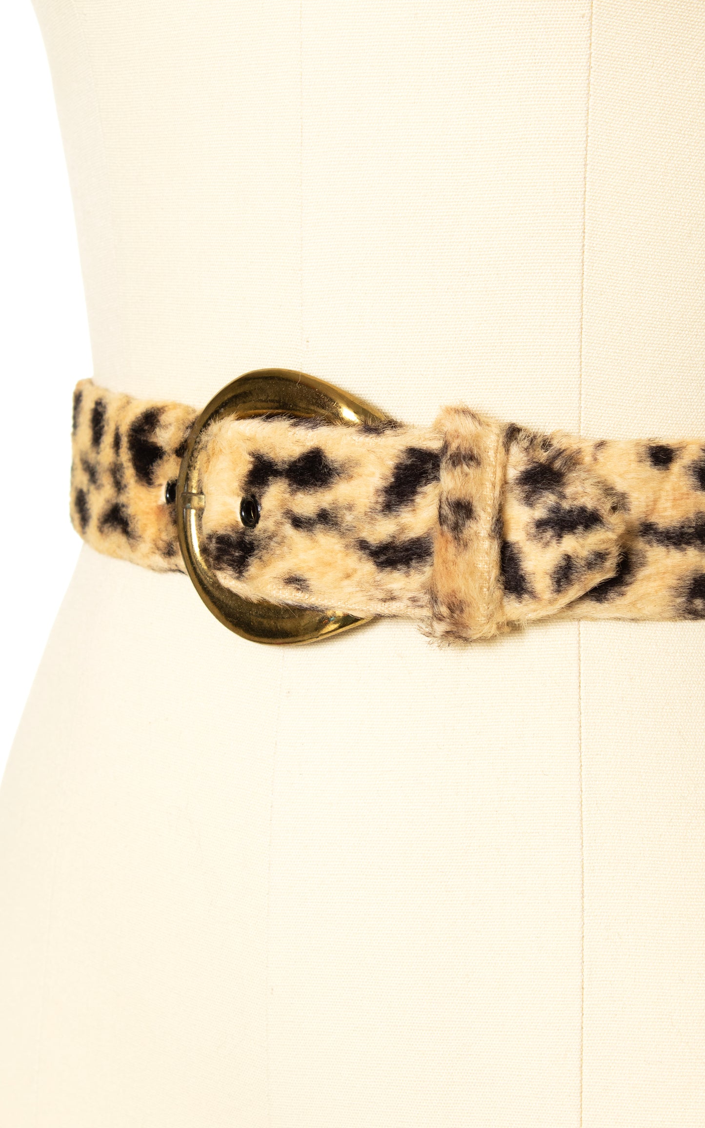1950s 1960s Leopard Print Faux Fur Cinch Belt | x-small/small
