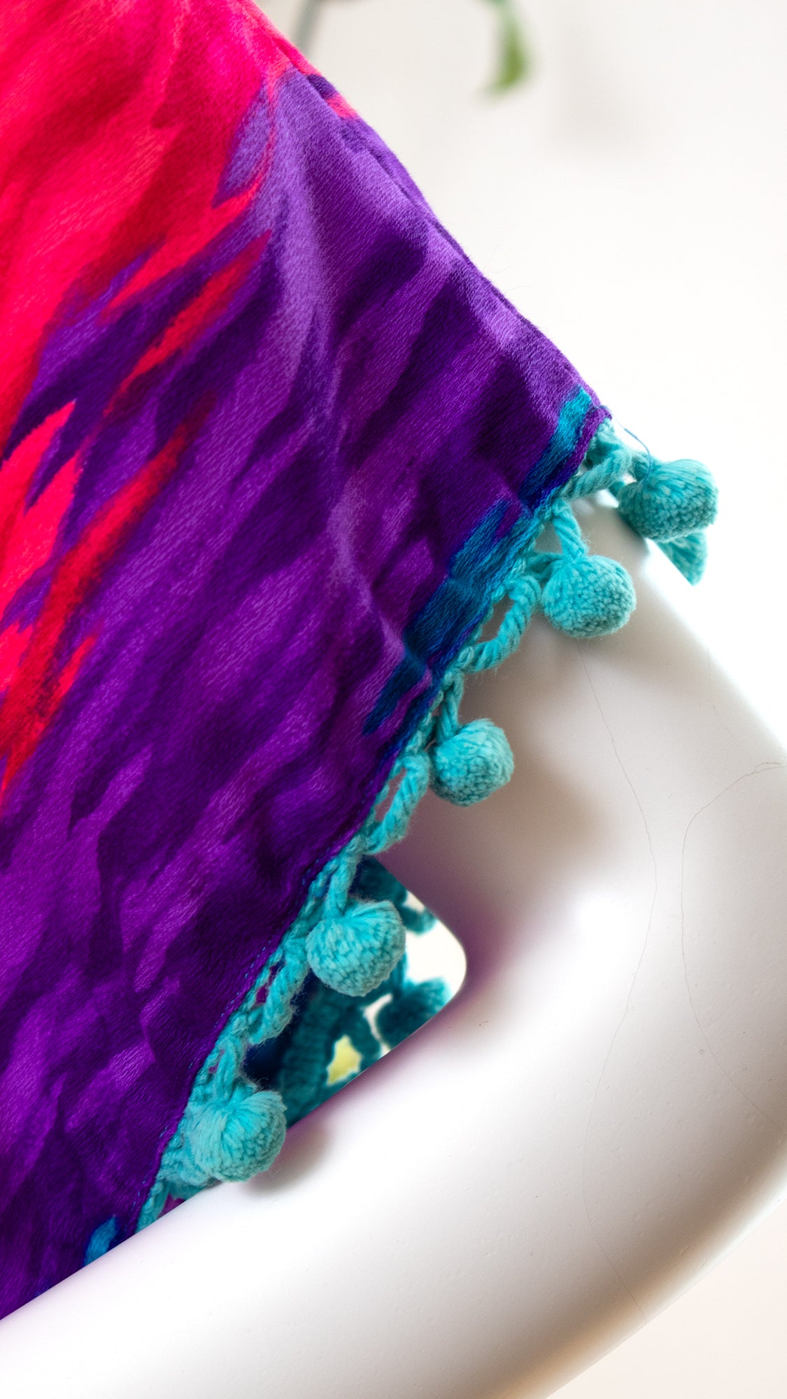 1960s 1970s Psychedelic Barkcloth & Dingle Balls Mini Kaftan | xs-large
