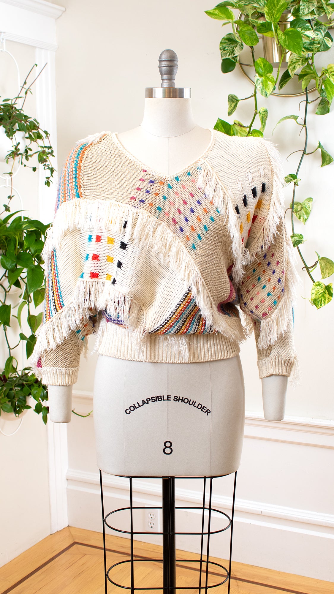 NEW ⭐️ 1980s Fringed Art Sweater | small/medium