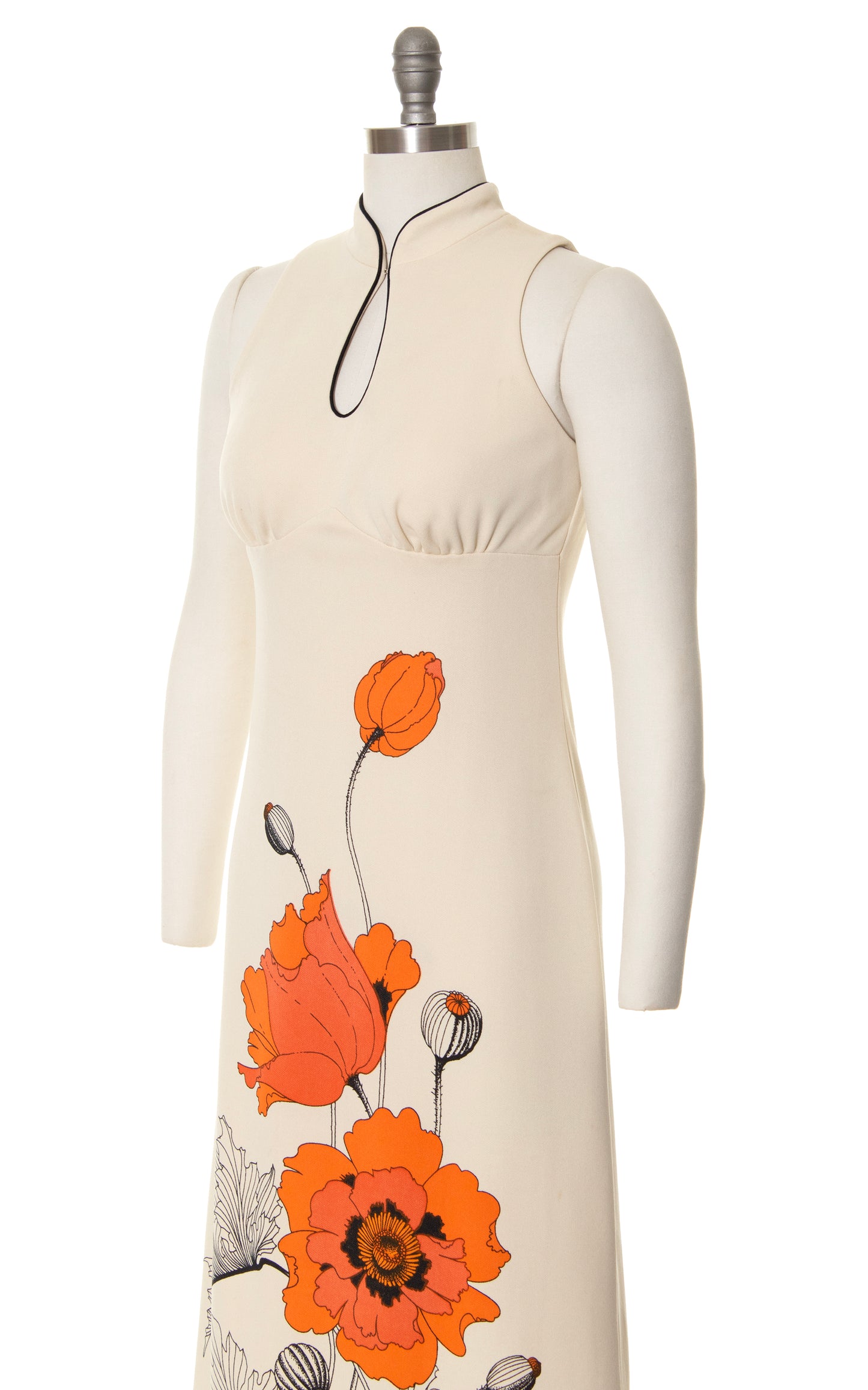 1970s ALFRED SHAHEEN Poppy Screen Printed Maxi Dress | x-small/small