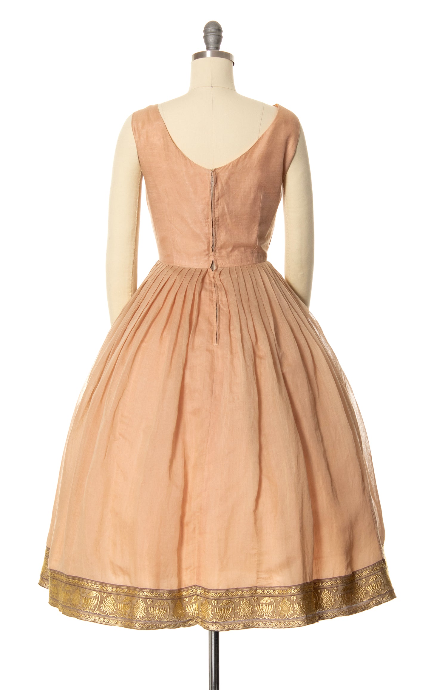 1950s Ribbon Cotton Voile Dress & Wrap Set | small