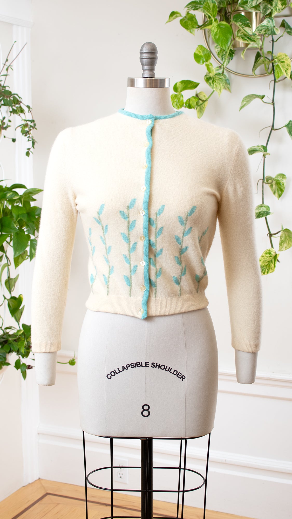 NEW ⭐️ 1950s Floral Knit Wool Cardigan | x-small/small