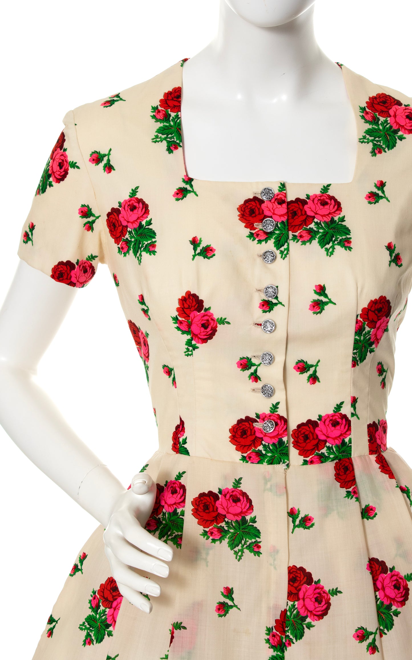 1970s Rose Print Shirtwaist Dress | medium/large