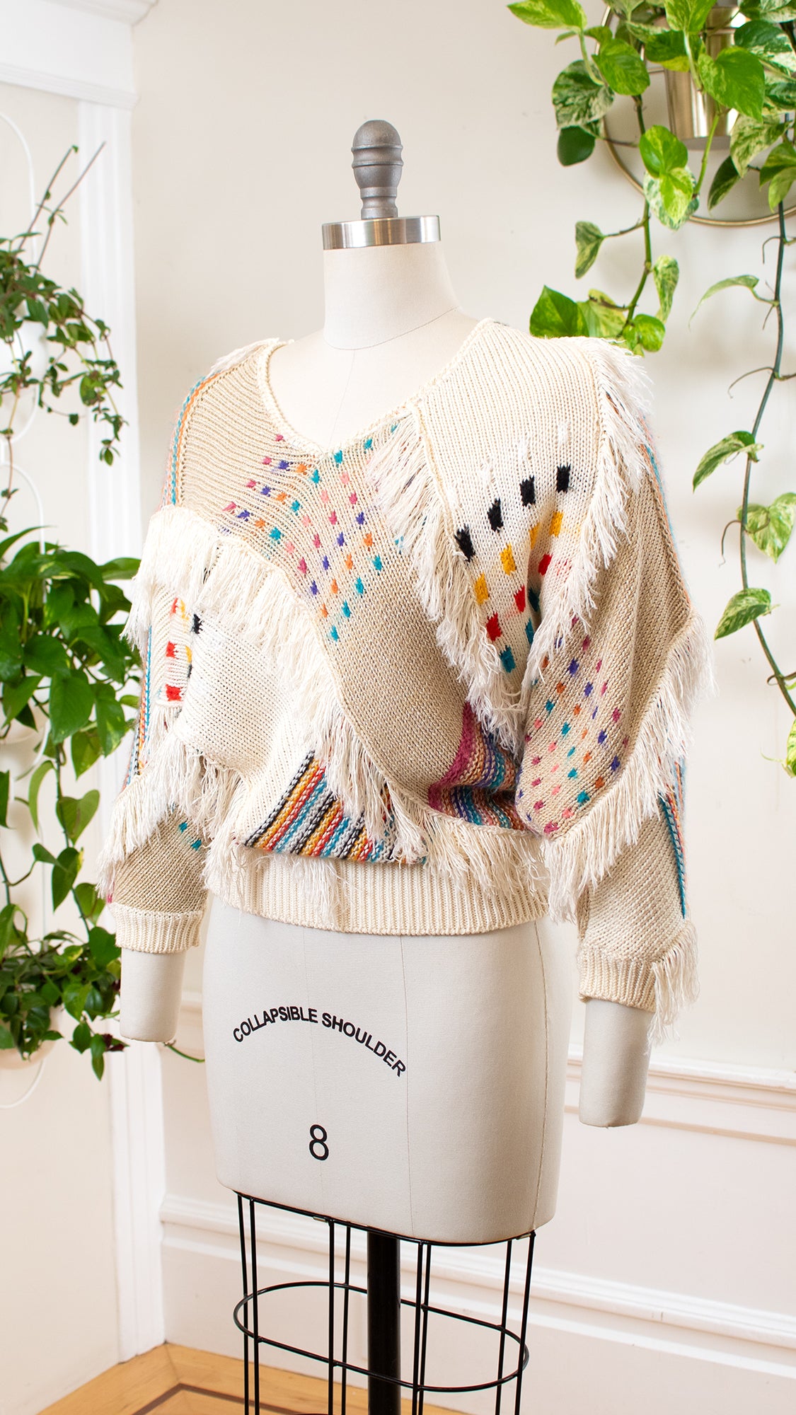 NEW ⭐️ 1980s Fringed Art Sweater | small/medium