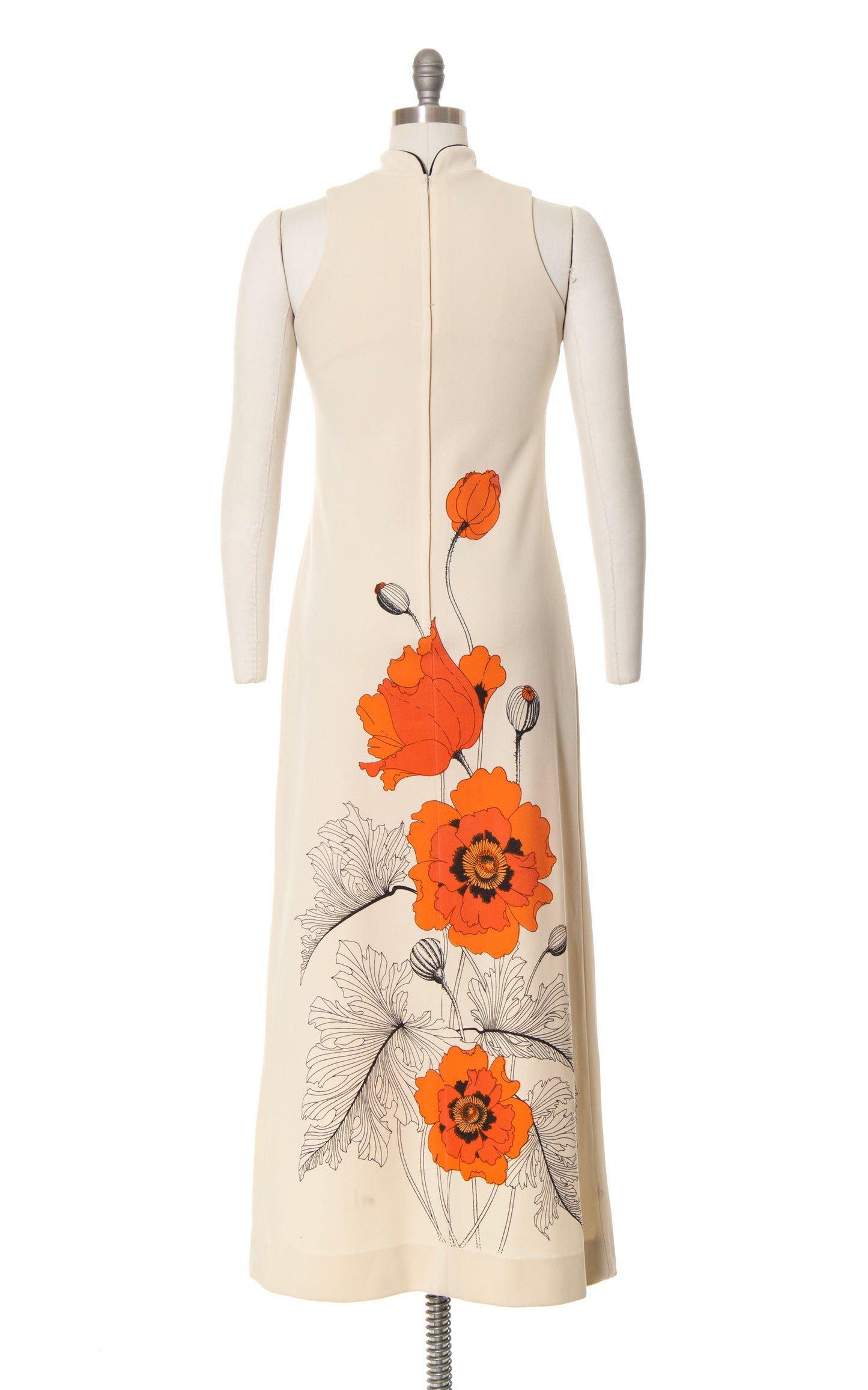 1970s ALFRED SHAHEEN Poppy Screen Printed Maxi Dress | x-small/small