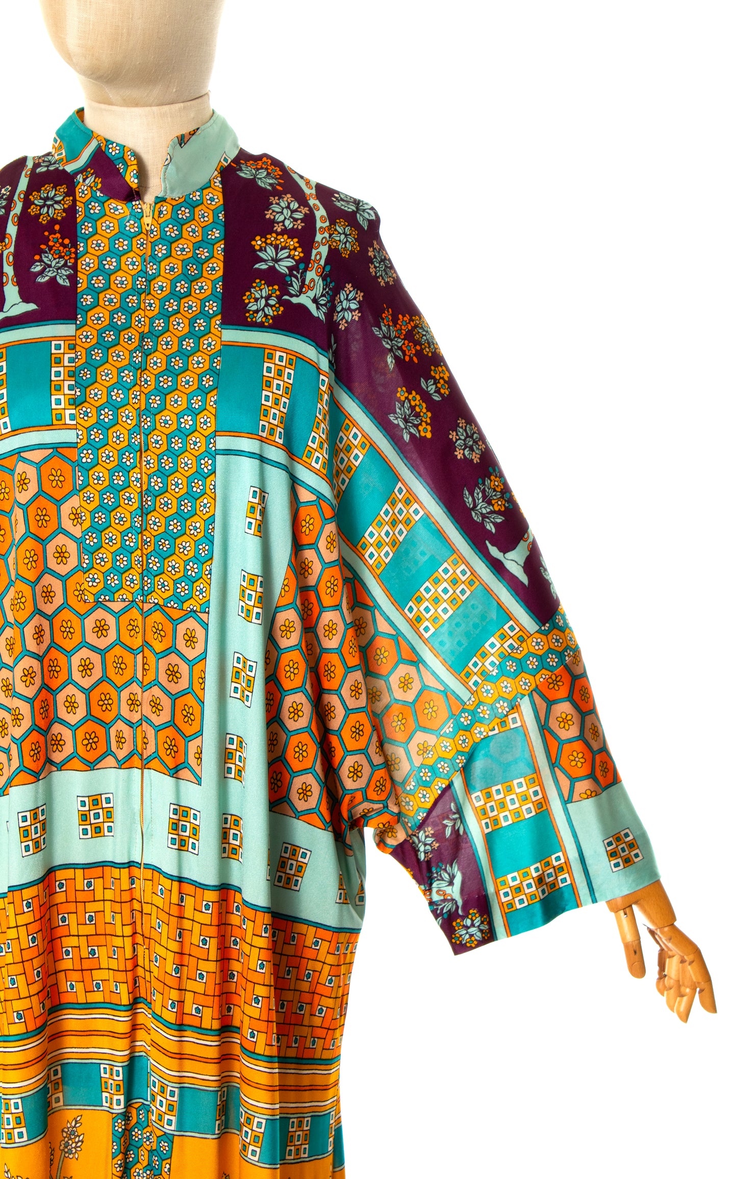 1970s Printed Jersey Batwing Maxi Dress | x-small/small/medium/large/x-large