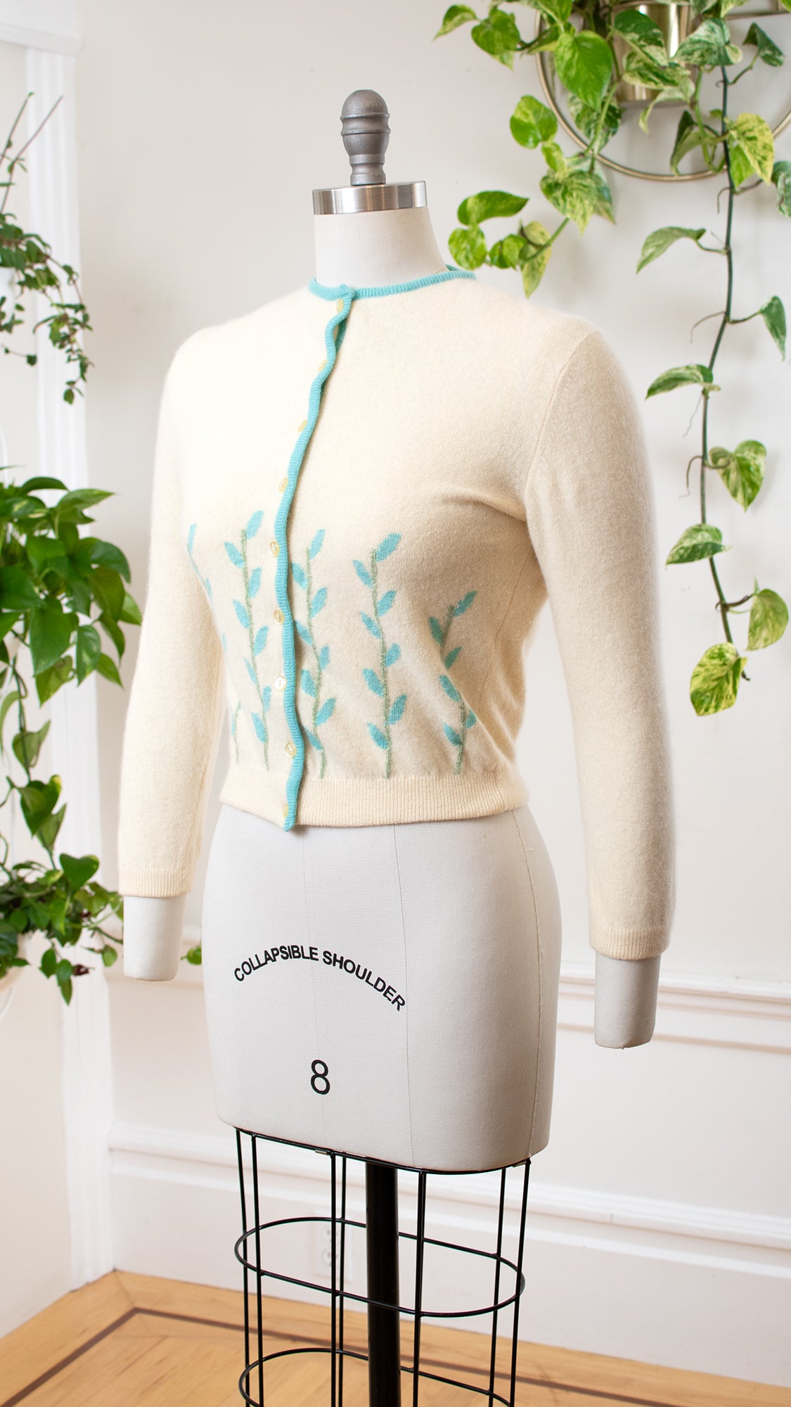 NEW ⭐️ 1950s Floral Knit Wool Cardigan | x-small/small