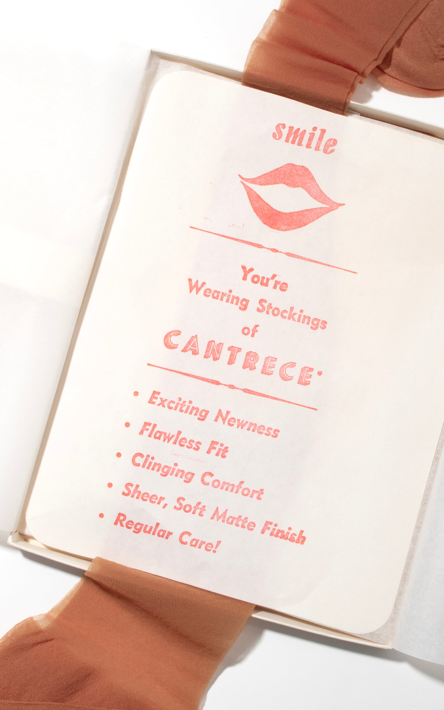 1960s Encore Micro Seamless Nylon Stockings x2 Pairs in Dancing Fire (size 8.5-9 small)