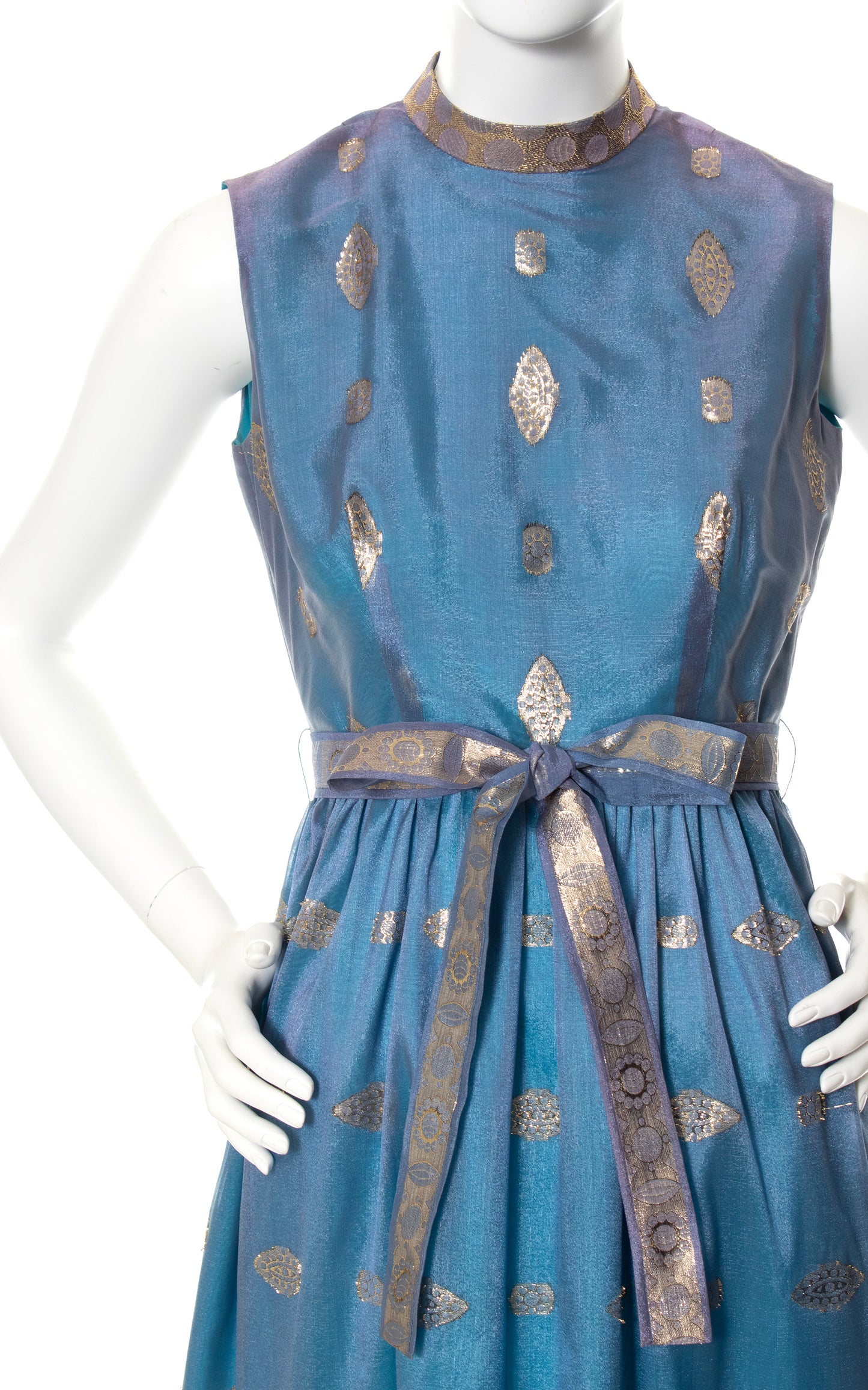 1960s Metallic Jacquard Party Dress | small